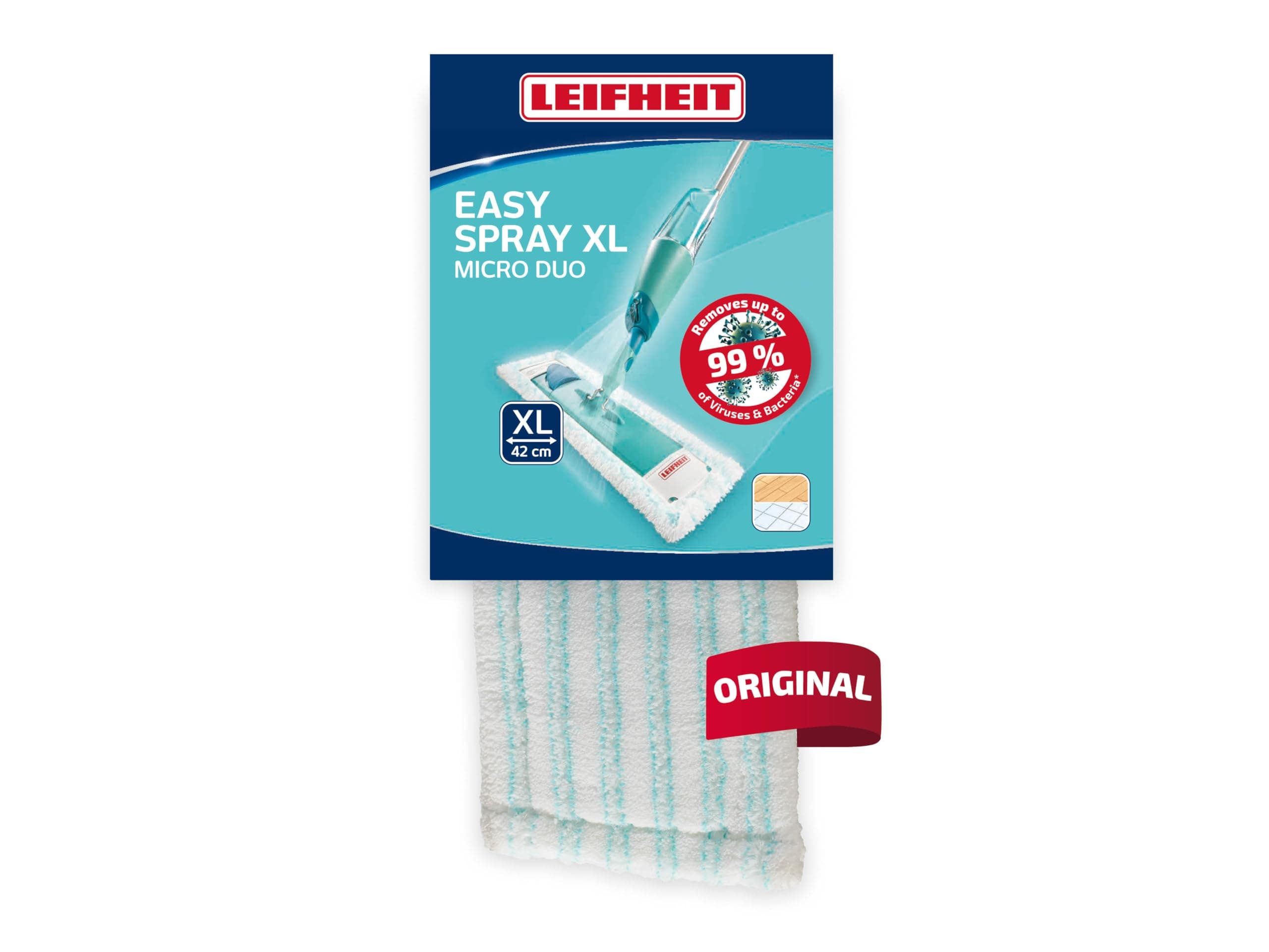 Leifheit Wiper Cover Easy Spray XL Micro Duo, Microfibre, White, 55 x 16 x 2 cm