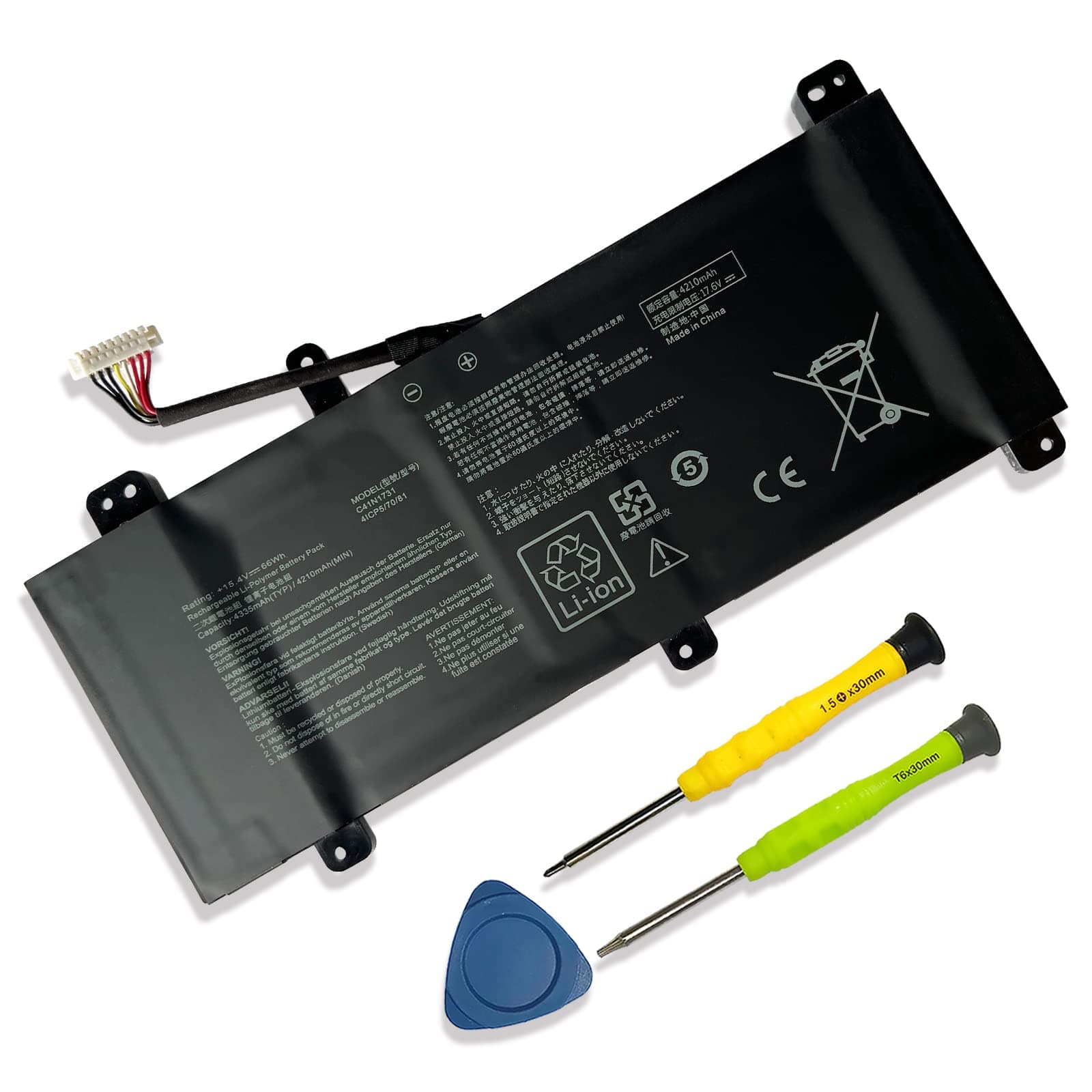 C41N1731 Battery Replace for ASUS ROG Strix Scar II GL704 GL704GW GL704GV GL704GM Series Laptop Battery 15.4V 66Wh/4335mAh