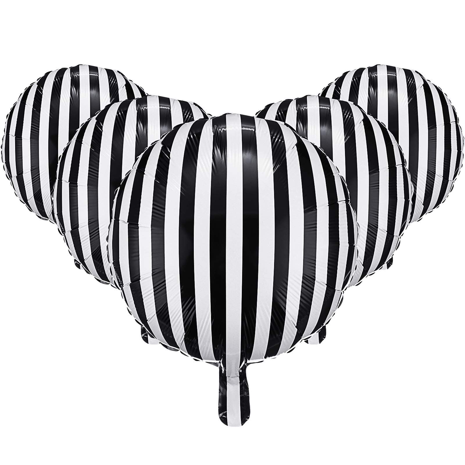 Gejoy 12 Pieces 18 Inch Black and White Striped Balloons Decoration Foil Balloons Aluminum Helium Balloons for Birthday Party, Baby Shower, Halloween, Ceremonies, Holiday Parties Decoration