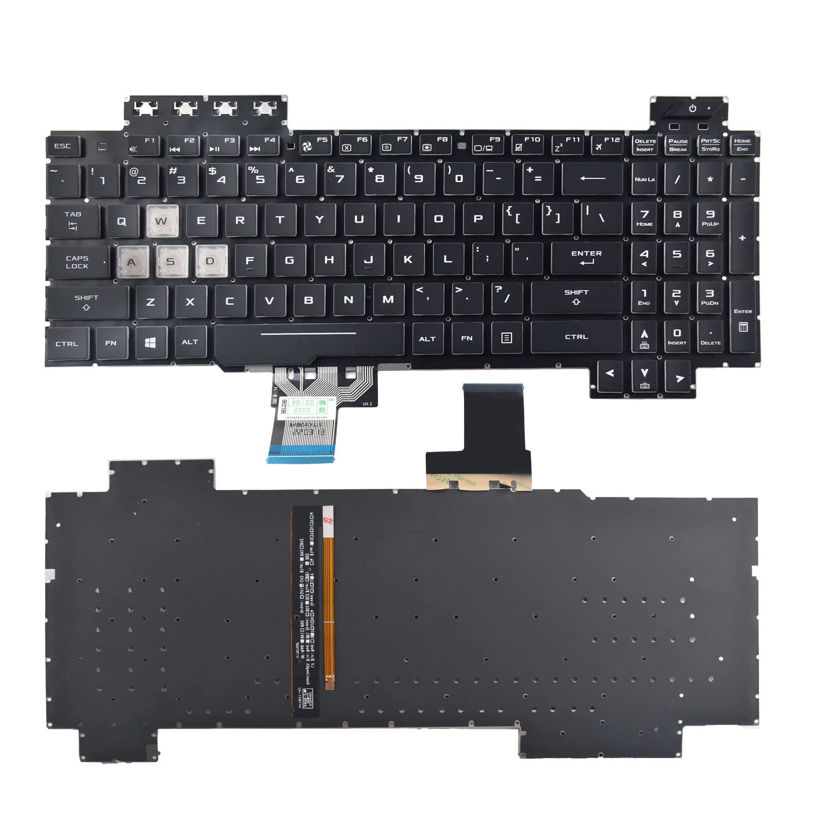 Replacement Keyboard Compatible with Asus TUF Gaming FX505 FX505DD FX505DV FX505DU FX505DY FX505GD FX505GE FX505GM FX505GT TUF705DD TUF705DT TUF705DUFX86 Serie RGB Backlight