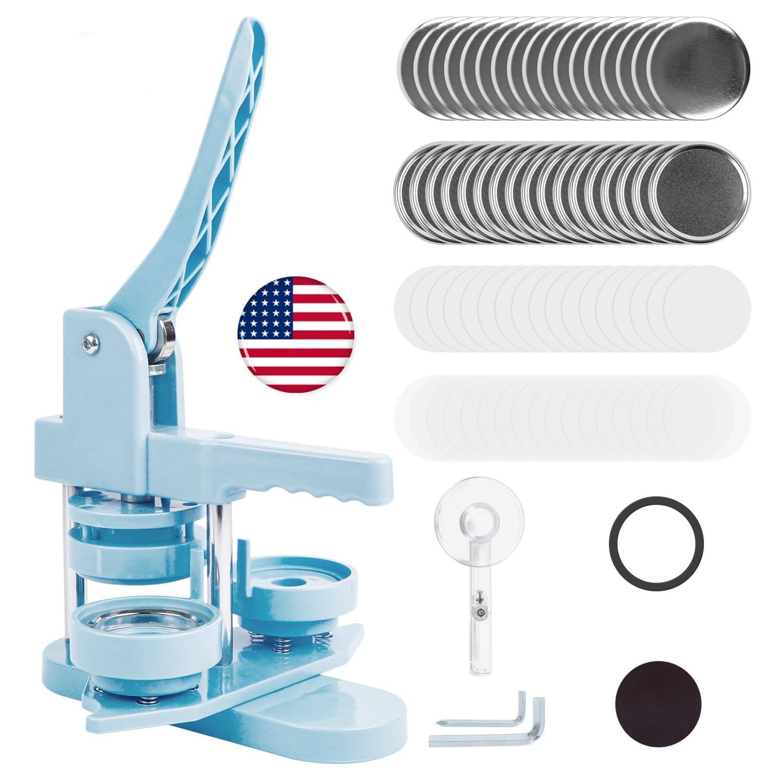 Fridge Magnet Button Maker Machine, 58mm/2.25 inch Pin Maker Machine for Refrigerator Magnet, DIY Pin Button Press Machine with 100 Sets Fridge Magnet Button Maker Supplies&Circle Cutter