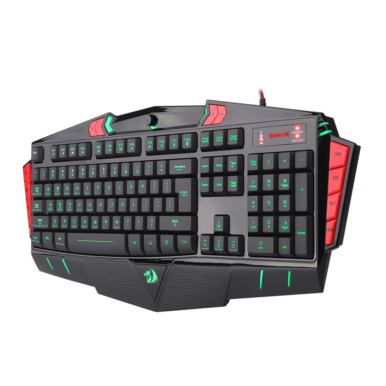 Redragon K501 Gaming Keyboard Asura 7 Color LED Backlight Illuminated PC Computer Gaming Keyboard, 104 Standard Keys, 8 Programmable Macro Keys, With Wrist Rest, Anti-Ghosting Waterproof Design