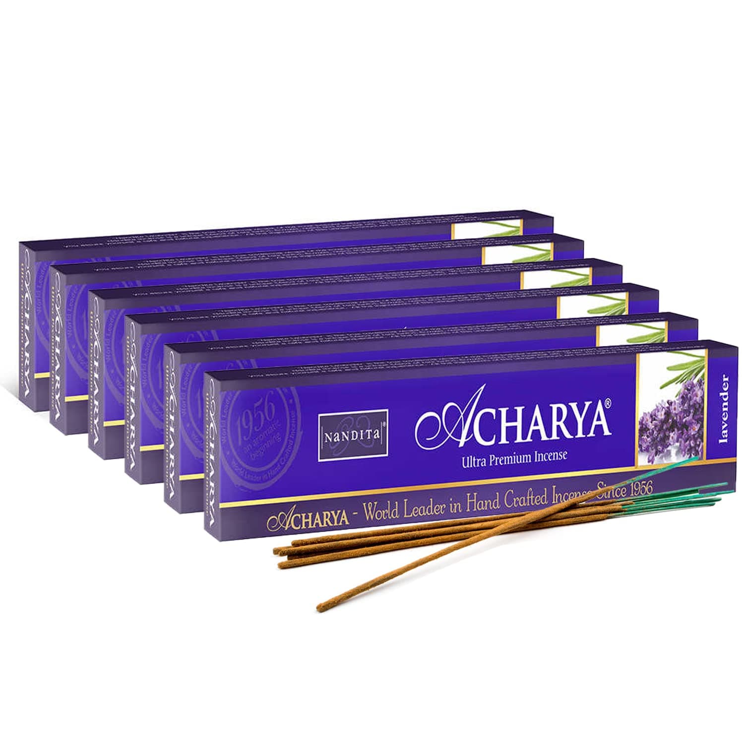 Nandita Bamboo Acharya Lavender Incense Sticks (25.4 cm, 50 Grams, Brown)