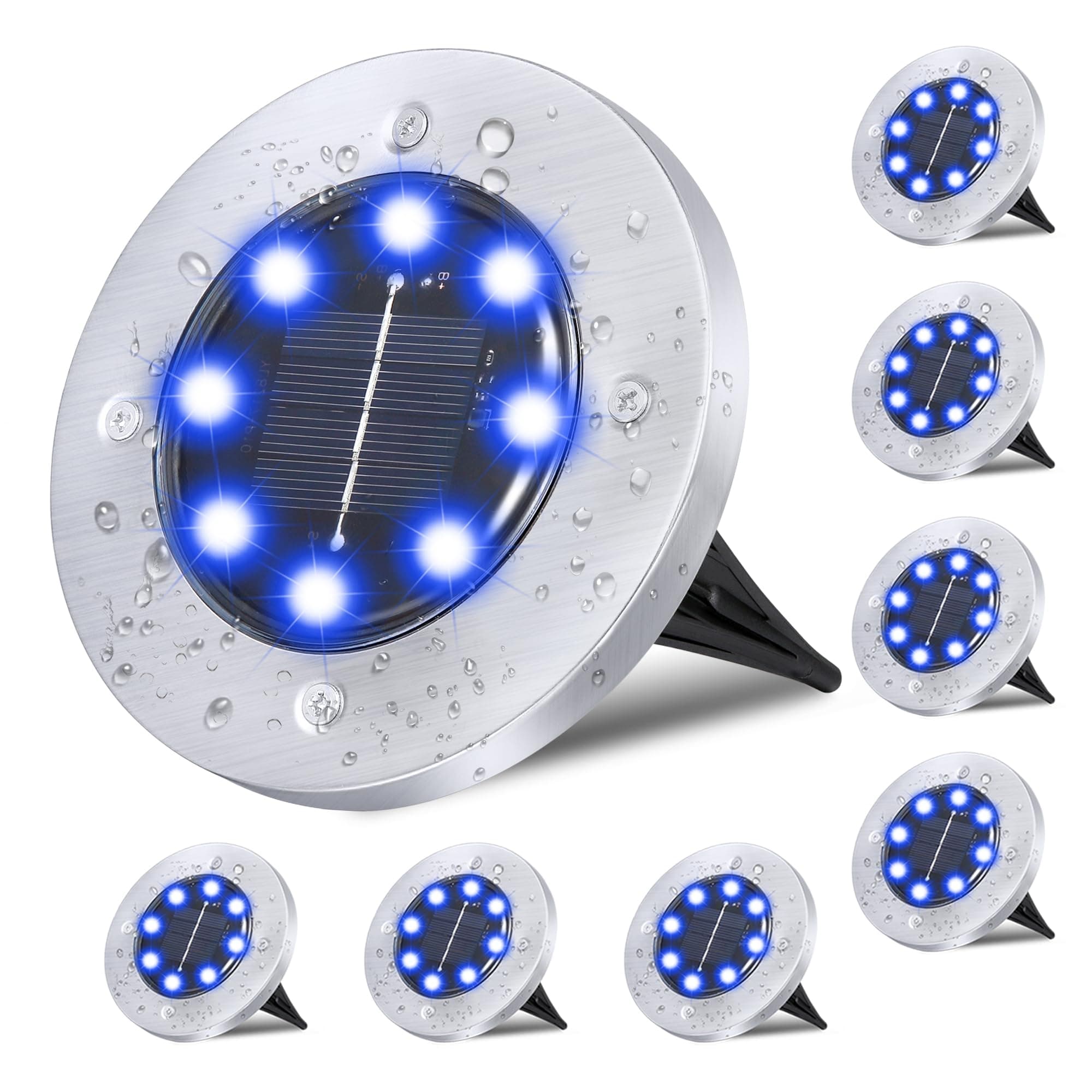 Rayolon Solar Ground Lights, Waterproof Solar Garden Lights, Upgraded Outdoor Garden Waterproof Bright In Ground Lights, Landscape Lights for Passage, Garden, Deck, Lawn, Patio, Walkway (8 Pack Blue