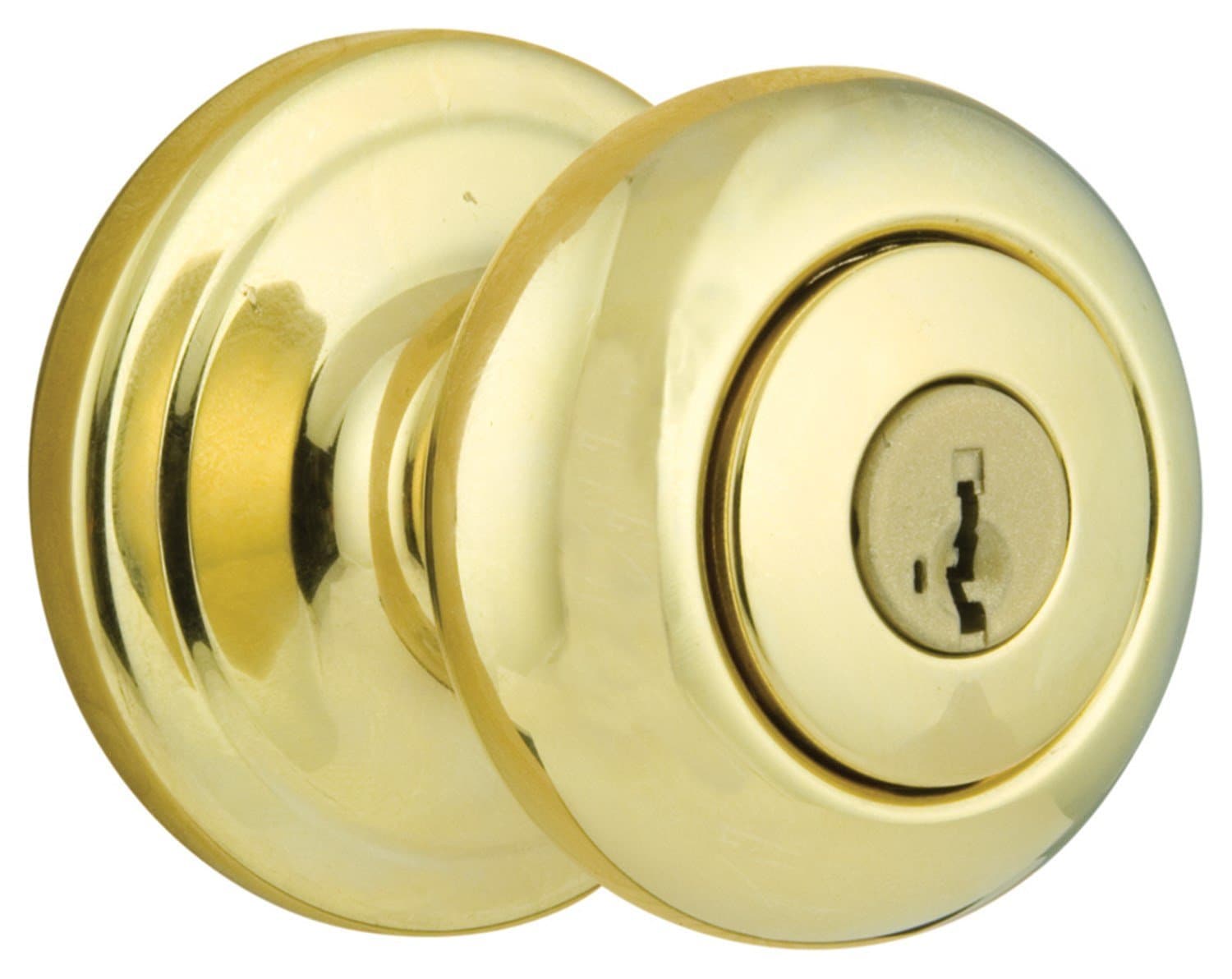 KwiksetSignature Series Juno Polished Brass Steel ANSI/BHMA Grade 2 Entry Lockset 1-3/4 in.