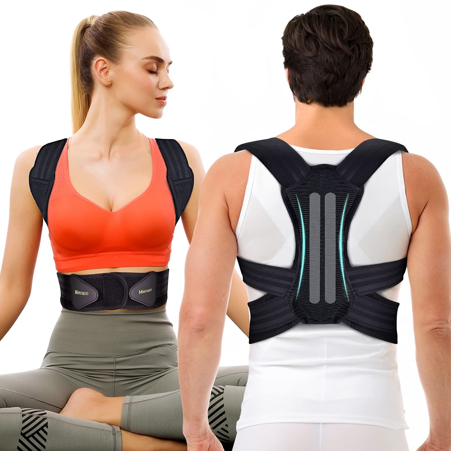Mercase Professional Posture Corrector for Women and Men - Back Brace to Stop Slouching, Adjustable Full Back Support, Improve Spine Alignment & Stand Taller, Medium (23-32 in)