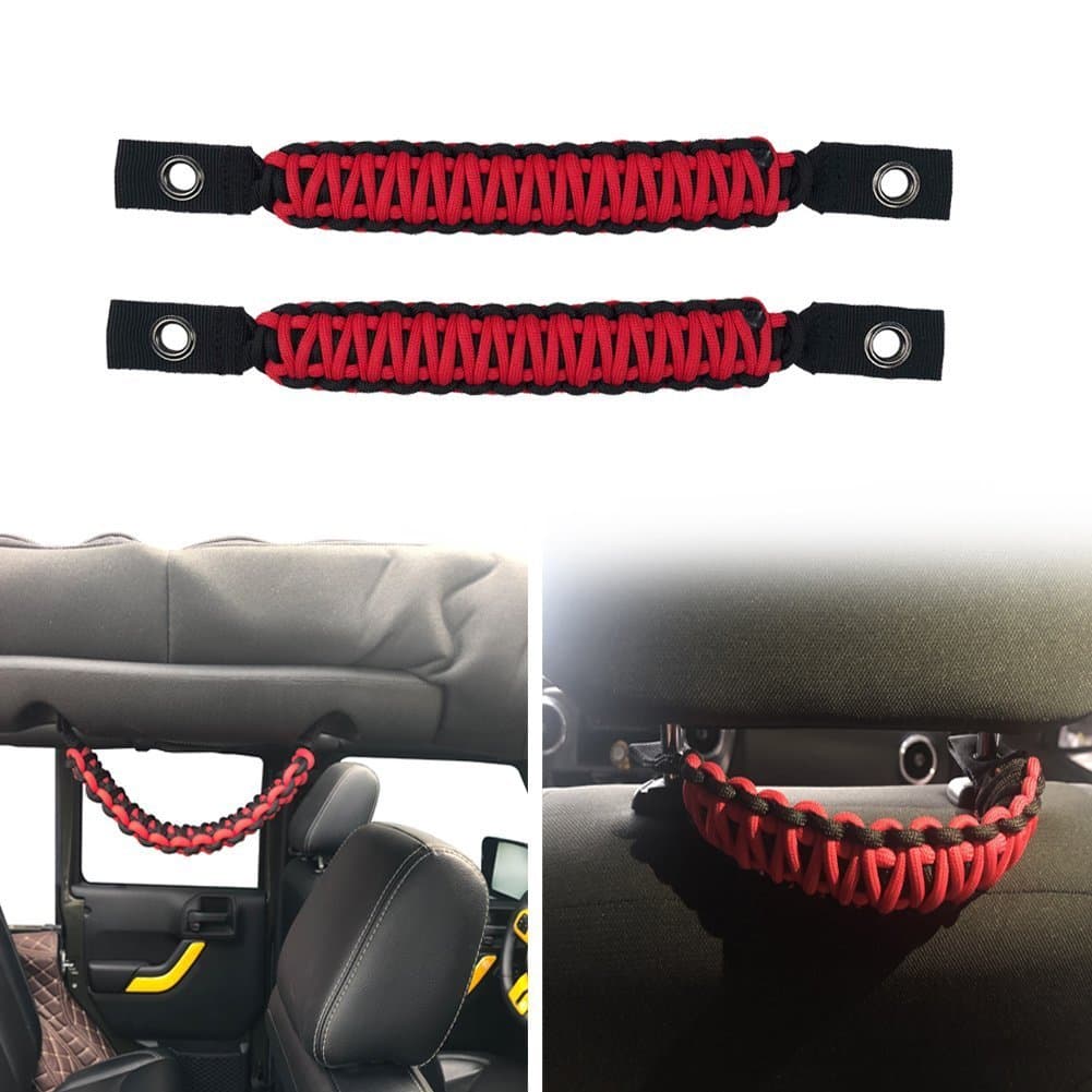 Grab Handle Set for Jeep Wrangler Roll Bars (2 Pack), for 2007-2018 Wrangler Accessories JK (BLACK)