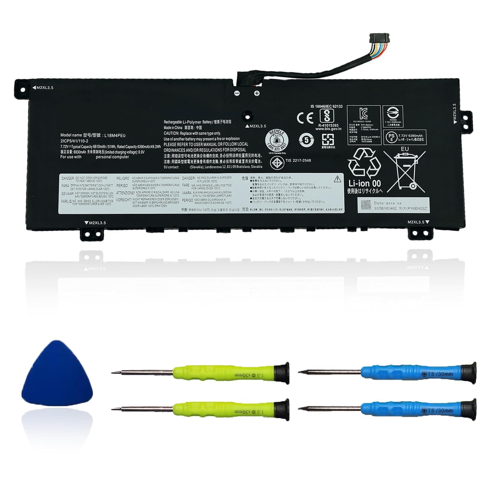 L18M4PE0 Laptop Battery Compatible with Lenovo Yoga C740-14IML Series Notebook 5B10W67296 5B10U40209 L18L4PE0 5B10W67185 5B10U40210 7.72V 51Wh 6610mAh 4-Cell