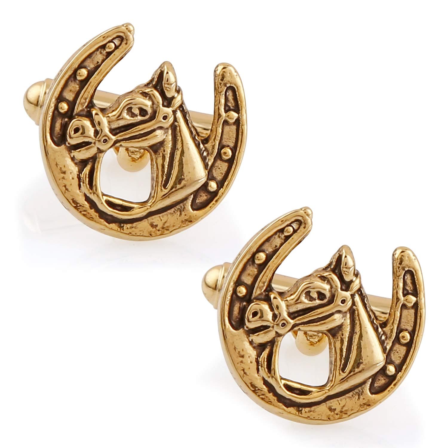 UnknownMiami Jewellery Gold Horse Cuff Links Cufflinks Sets for Mens Men Boys Formal Shirts with Gifts Box -Cufflink-247