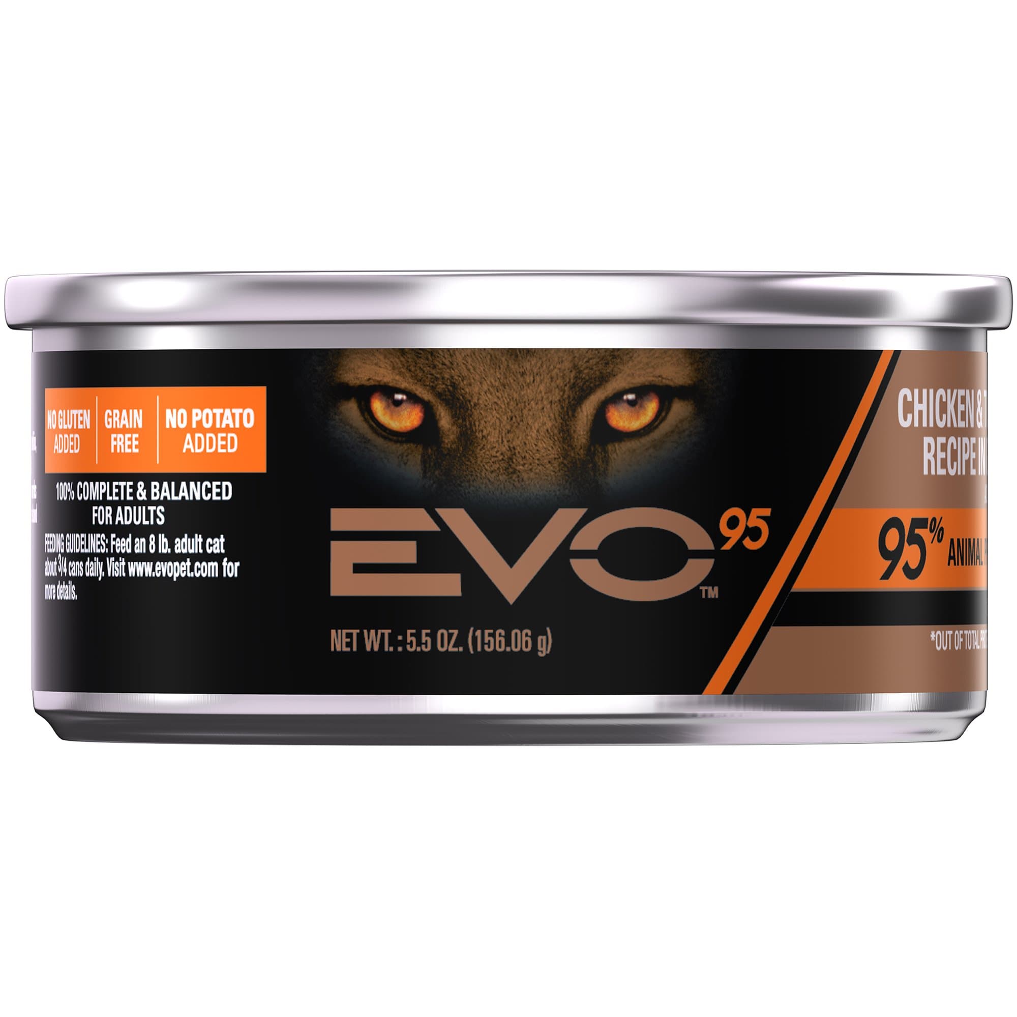Evo Wet Cat 10143887 Grain Free Chicken And Turkey Recipe In Gravy Canned Cat Food (24 Pack), 8.25 Lb