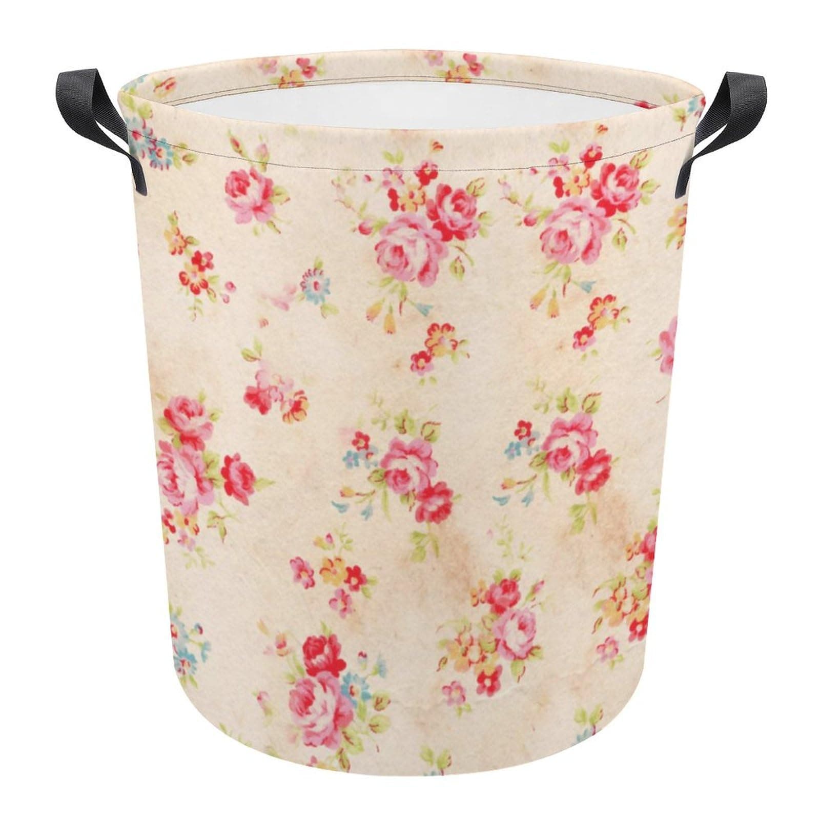 CurdesiLarge Laundry Basket Vintage Shabby Chic Girly Roses Laundry Hamper Collapsible Washing Bin for Bathroom College Dorm Essentials Storage