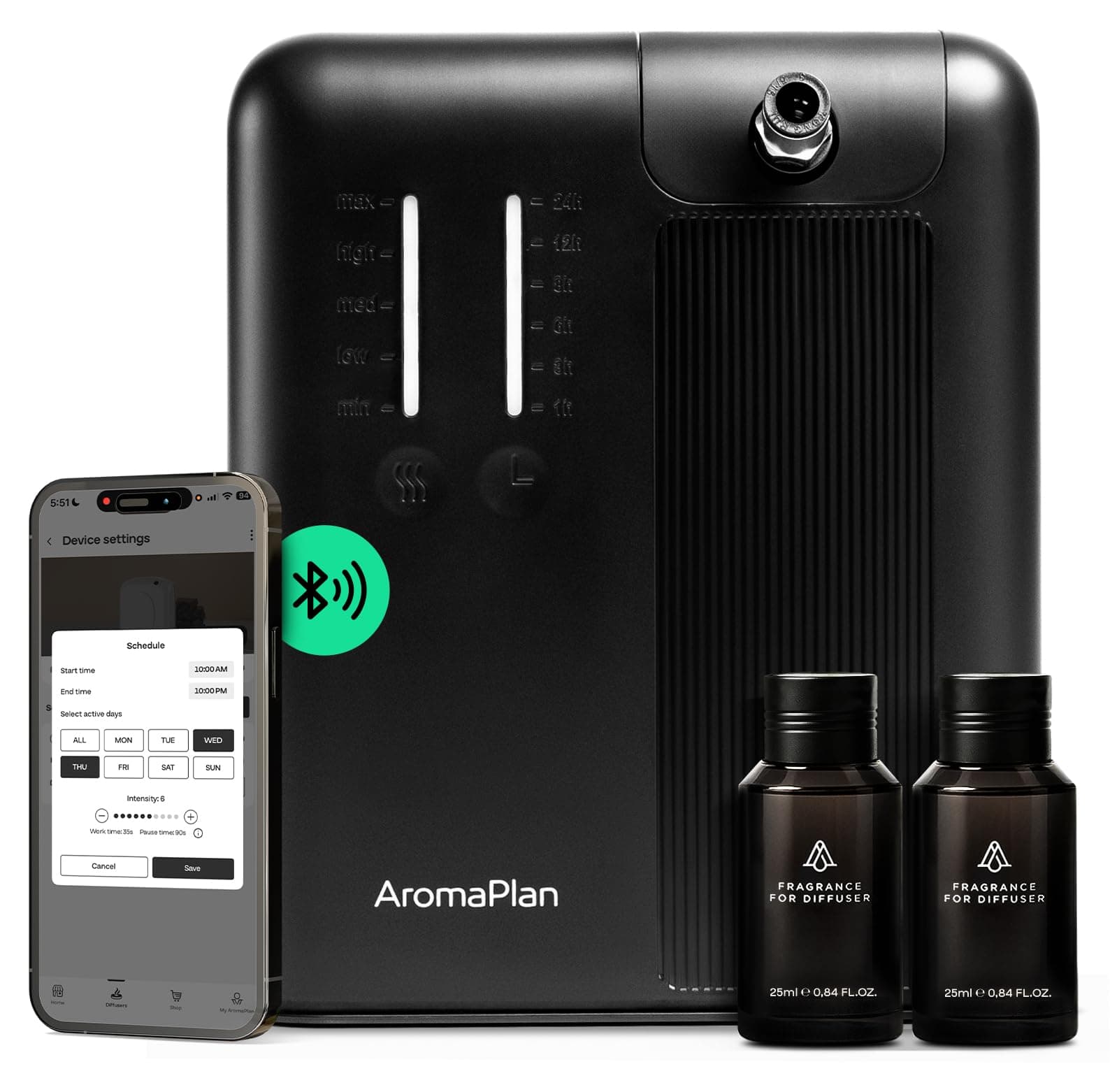 AromaPlan 5 Star Collection Cold Air Scent Diffuser, Whole House (2 Scents Included)- Waterless Smart Aroma, Scent &Time Adjust., App Control, HVAC | Home, Commercial, Hotel | Large Room, 2,000 sq.ft