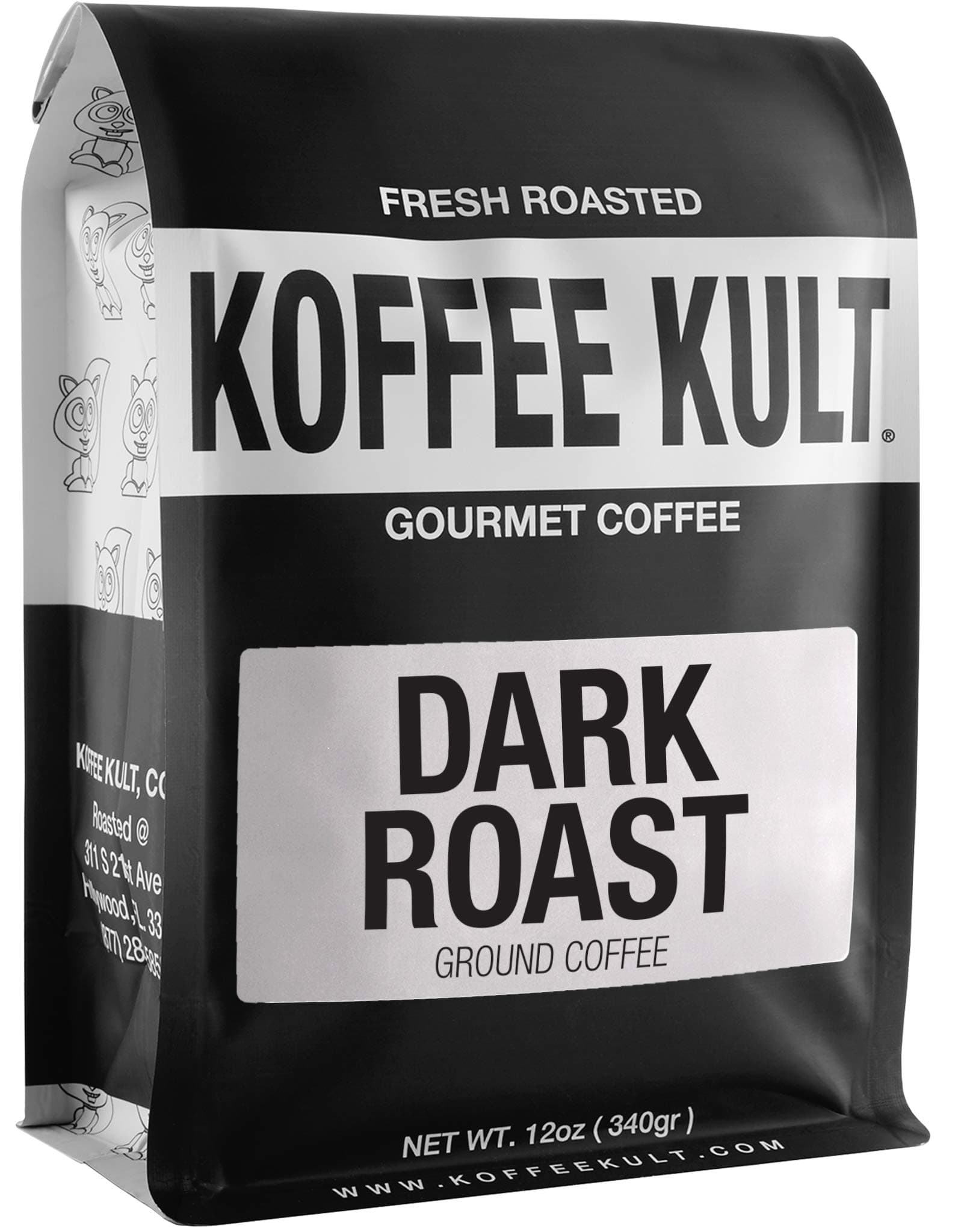 Koffee Kult Dark Roast Ground Coffee - Small Batch Gourmet Aromatic Artisan Blend 100% Arabica Coffee Organically Sourced (Ground, 12oz)