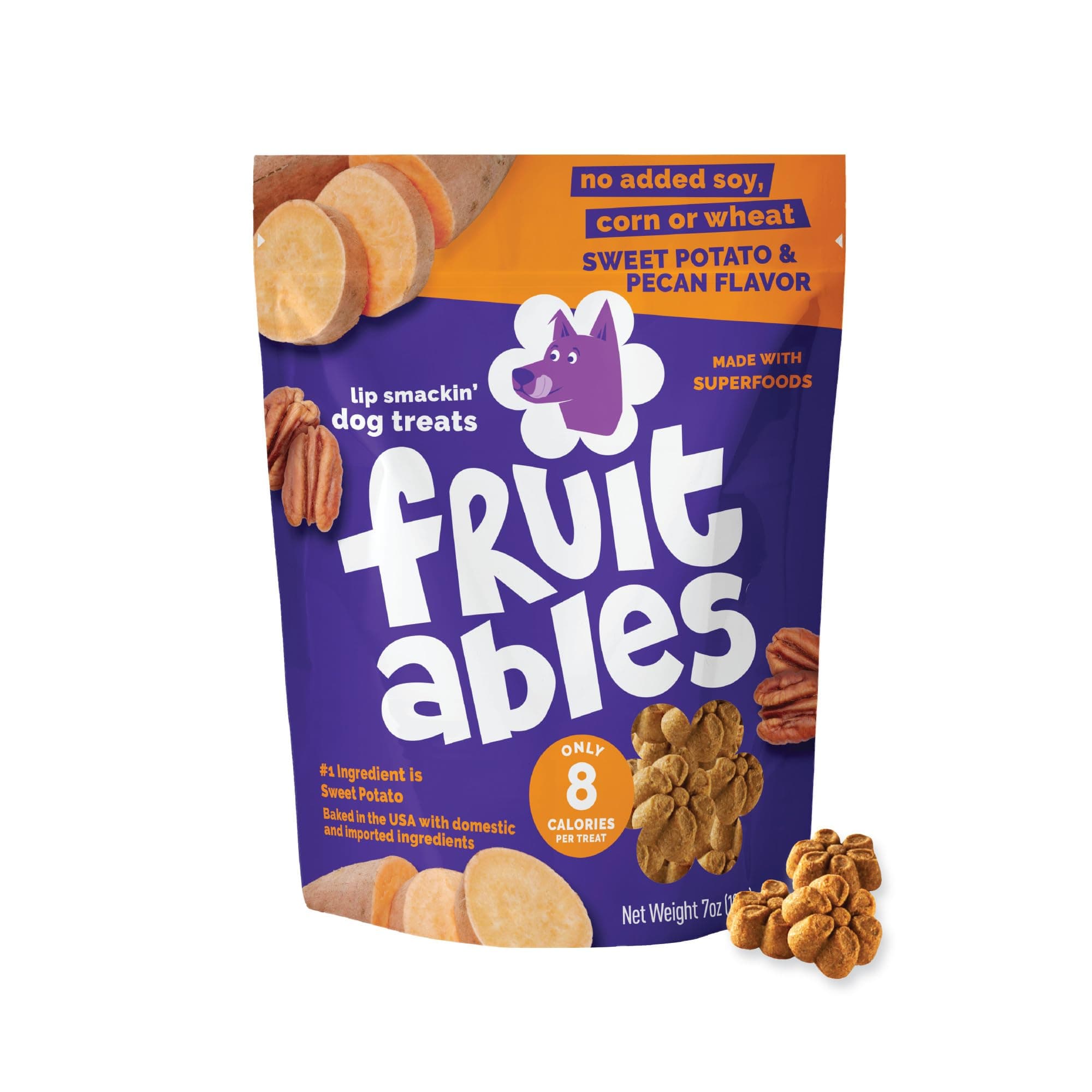 Fruitables Baked Dog Treats, Sweet Potato Snacks for Dogs, Low Calorie & Delicious, No Wheat, Corn or Soy, Healthy Puppy Training Treats, Made in the USA, Sweet Potato and Cranberry Flavor, 7oz