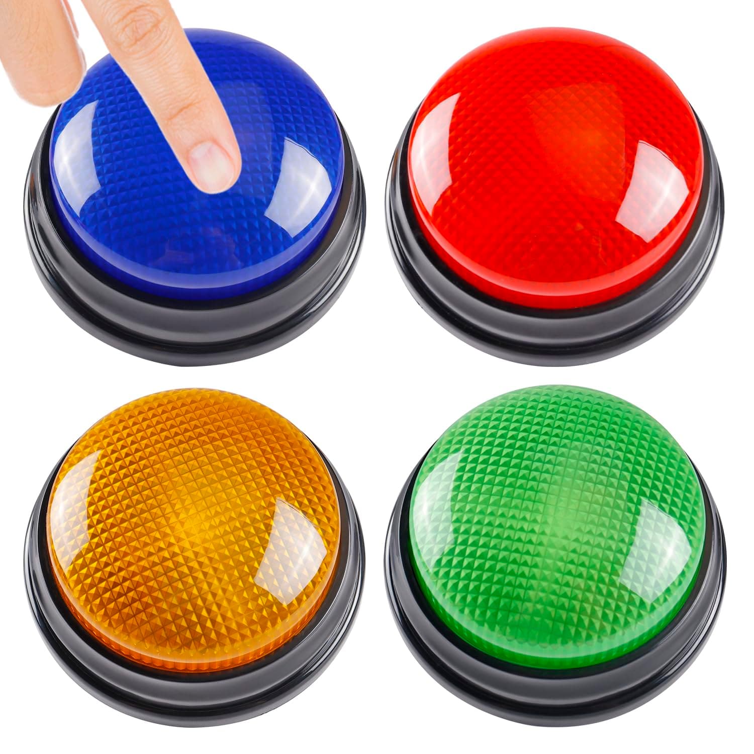 4-Pack Buzzers for Trivia Games, Family Feud Jeopardy Buzzer, Game Buzzers with Lights and Sound, Answer Buzzers for Classroom, Buzzer for Game Show, Quizzes Party and Trivia Nights