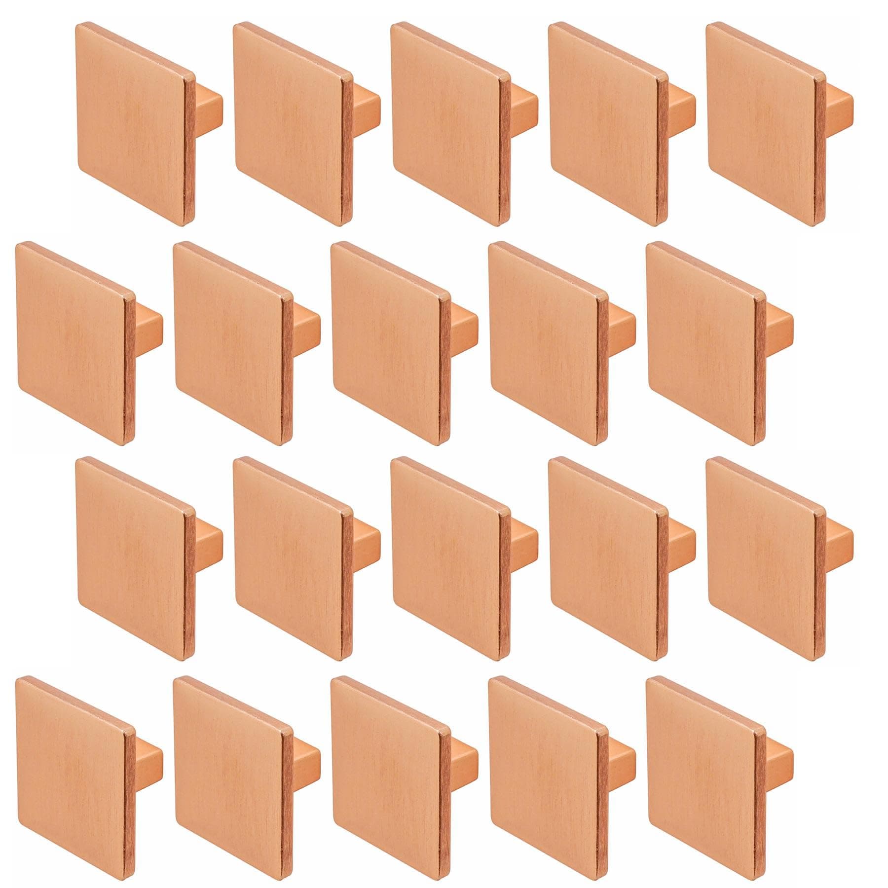Decoranddecor Calla Square Cabinet Knob Door Pull Handle Kitchen Cupboard Furniture Drawer (20 Pack, Matt Rose)