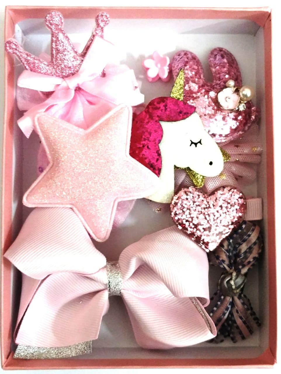 Cuty Kraft Lovely Baby Girl Hair Clip Set with Box for Girls, Pink, 11 Pcs