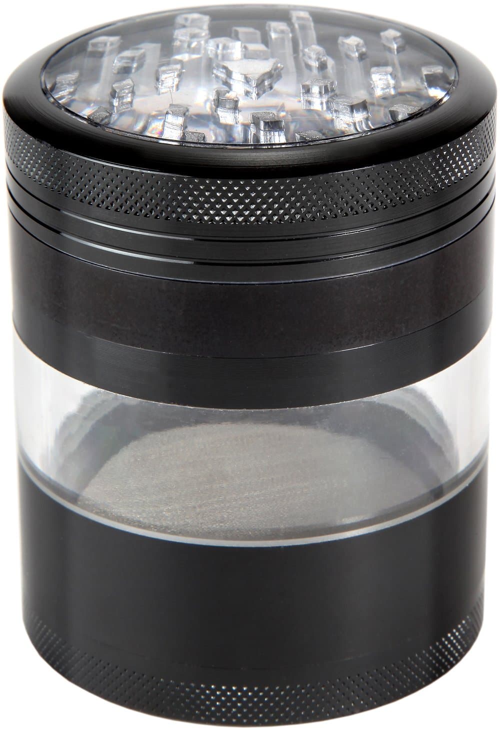 Zip Grinders Best Large Spice & Herb Grinder - Four Piece with Pollen Catcher - Premium Aerospace Grade Aluminum 3.25 Inches Tall (Black)