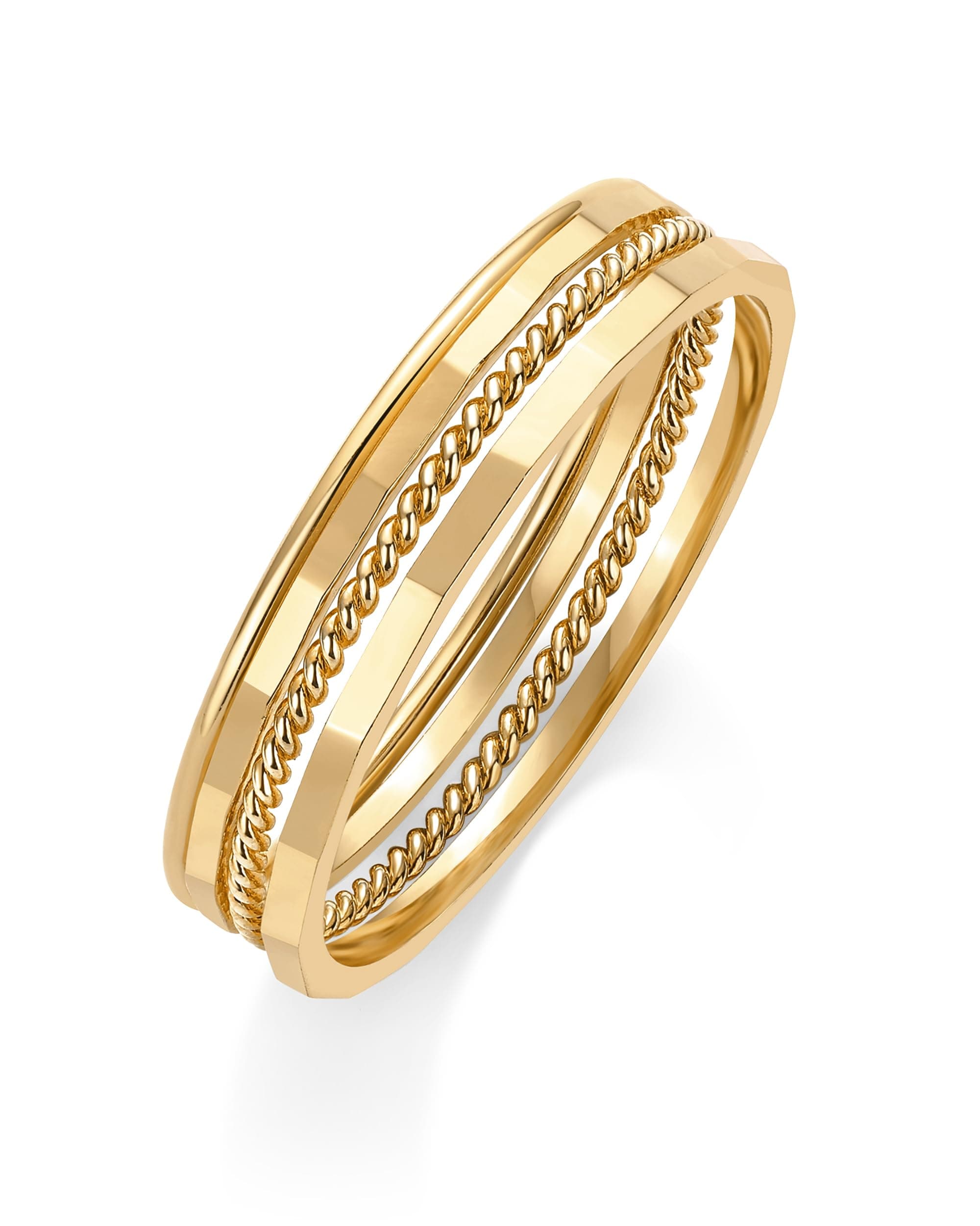 14K Gold Plated Four Pieces Thin Rings Set for Women | 4 Dainty Stacking Rings Pack | Minimalist Stackable Bands