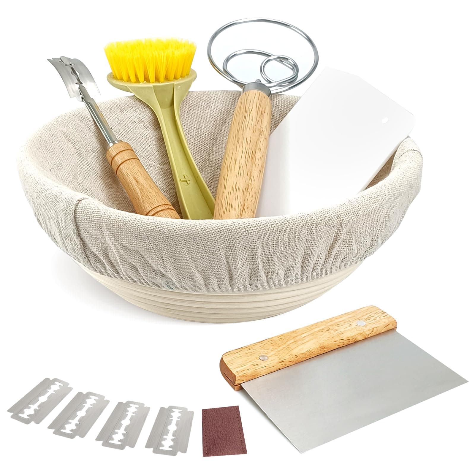 Proofing Baskets for Bread Baking, Round 9” Sourdough Starter Kit, Bannetons Bread Proofing Baskets, Sourdough Bread Baking Supplies