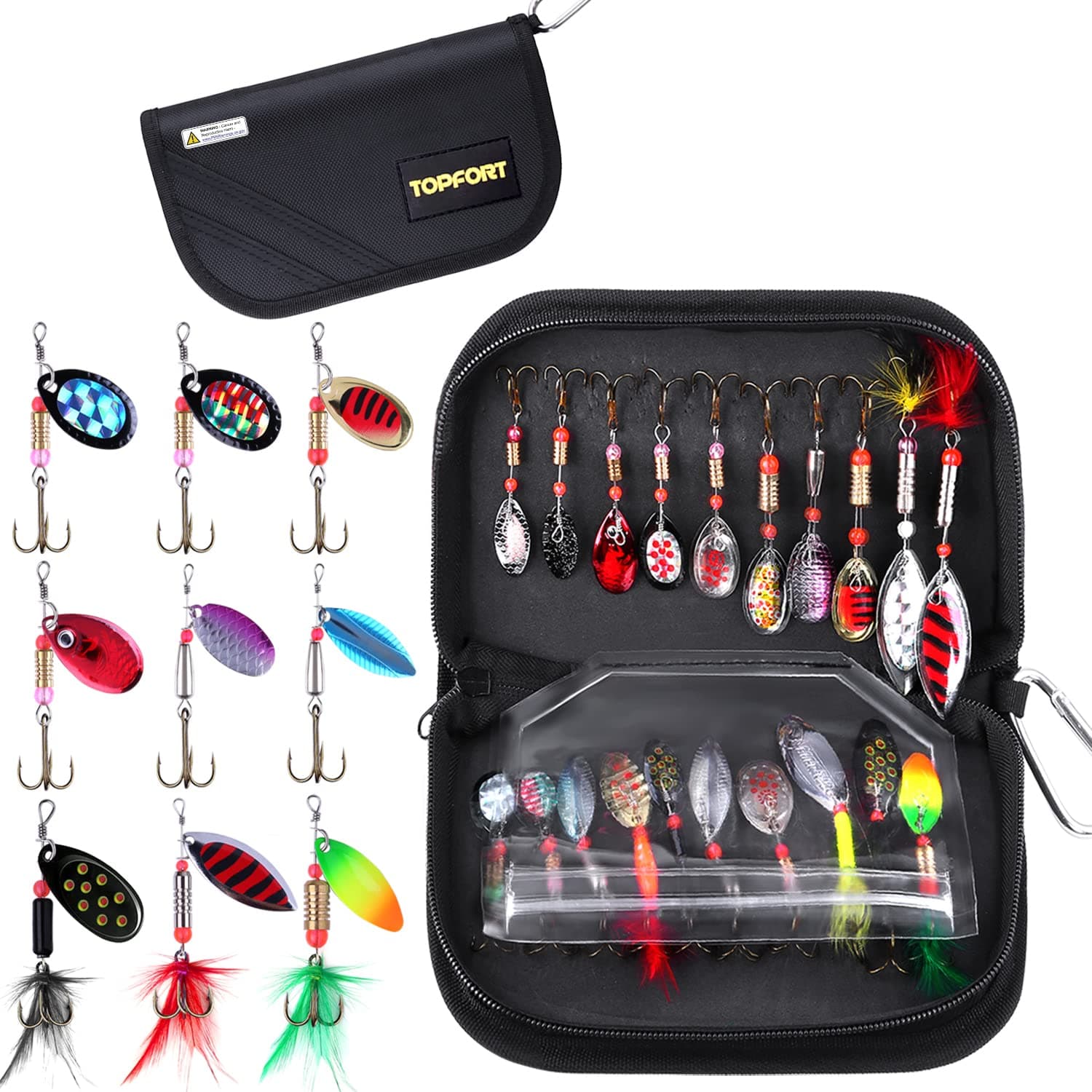 TOPFORT 187/343pcs Fishing Accessories Kit, Organized Fishing Tackle Box with Tackle Included, Fishing Hooks, Fishing Weights Sinkers, Fishing Gear and Equipment, Fishing Gift for Men