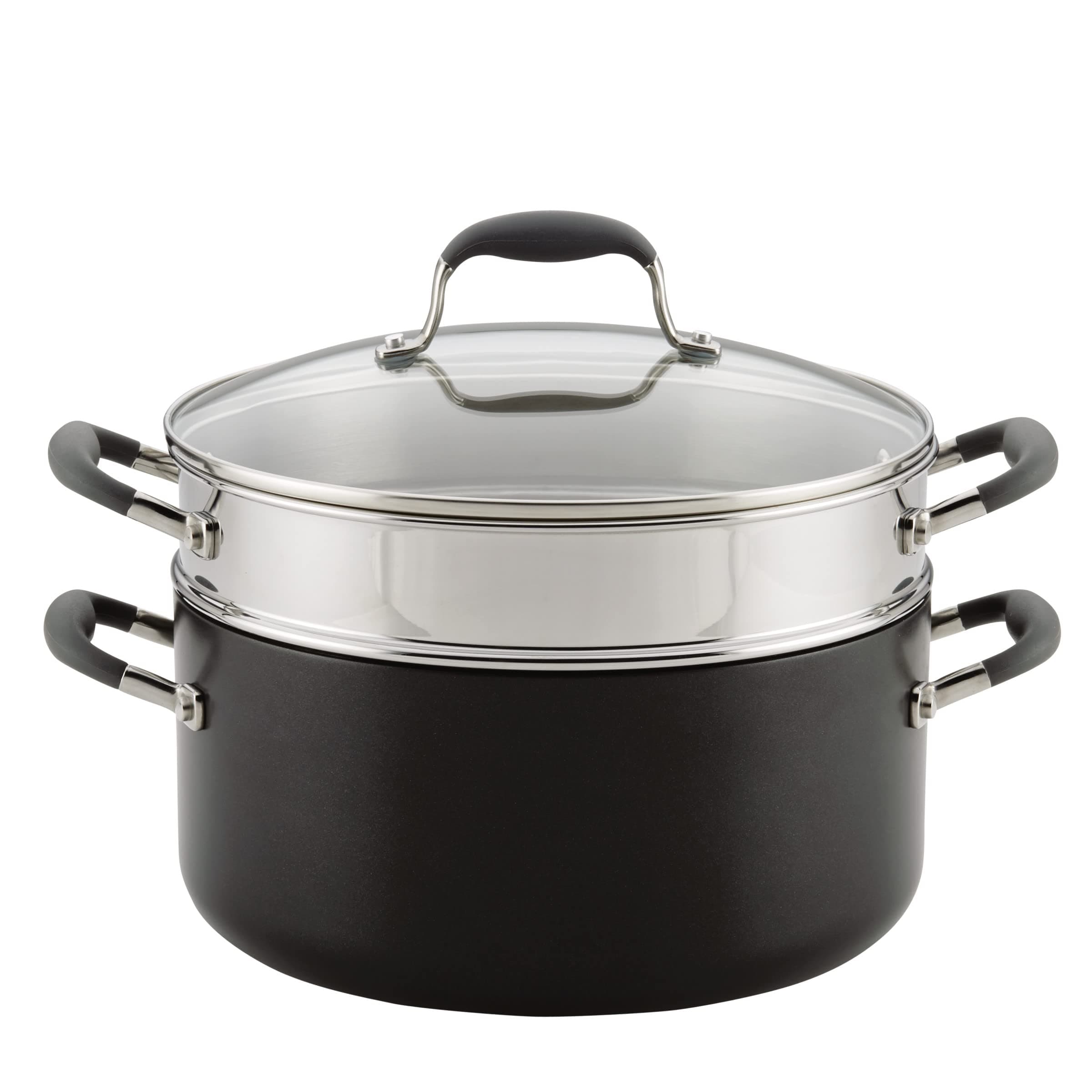 Advanced Hard-Anodized Dutch Oven Multipurpose Steamer Set, 8.5-Quart, Graphite