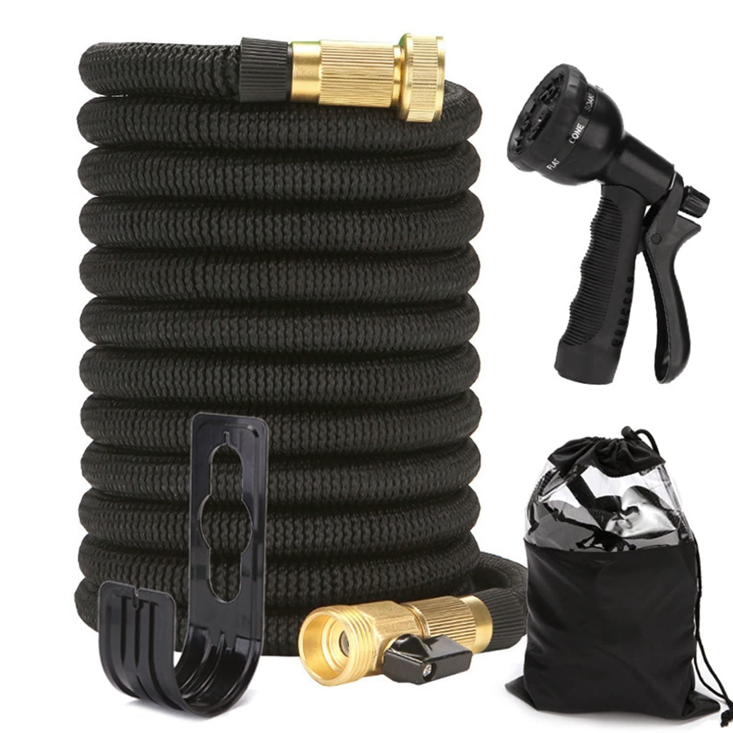 Expandable Garden Hose 100ft, No-Kink Expanding Flexible Water Hose, 3/4" Solid Fittings - Extra Strength Fabric