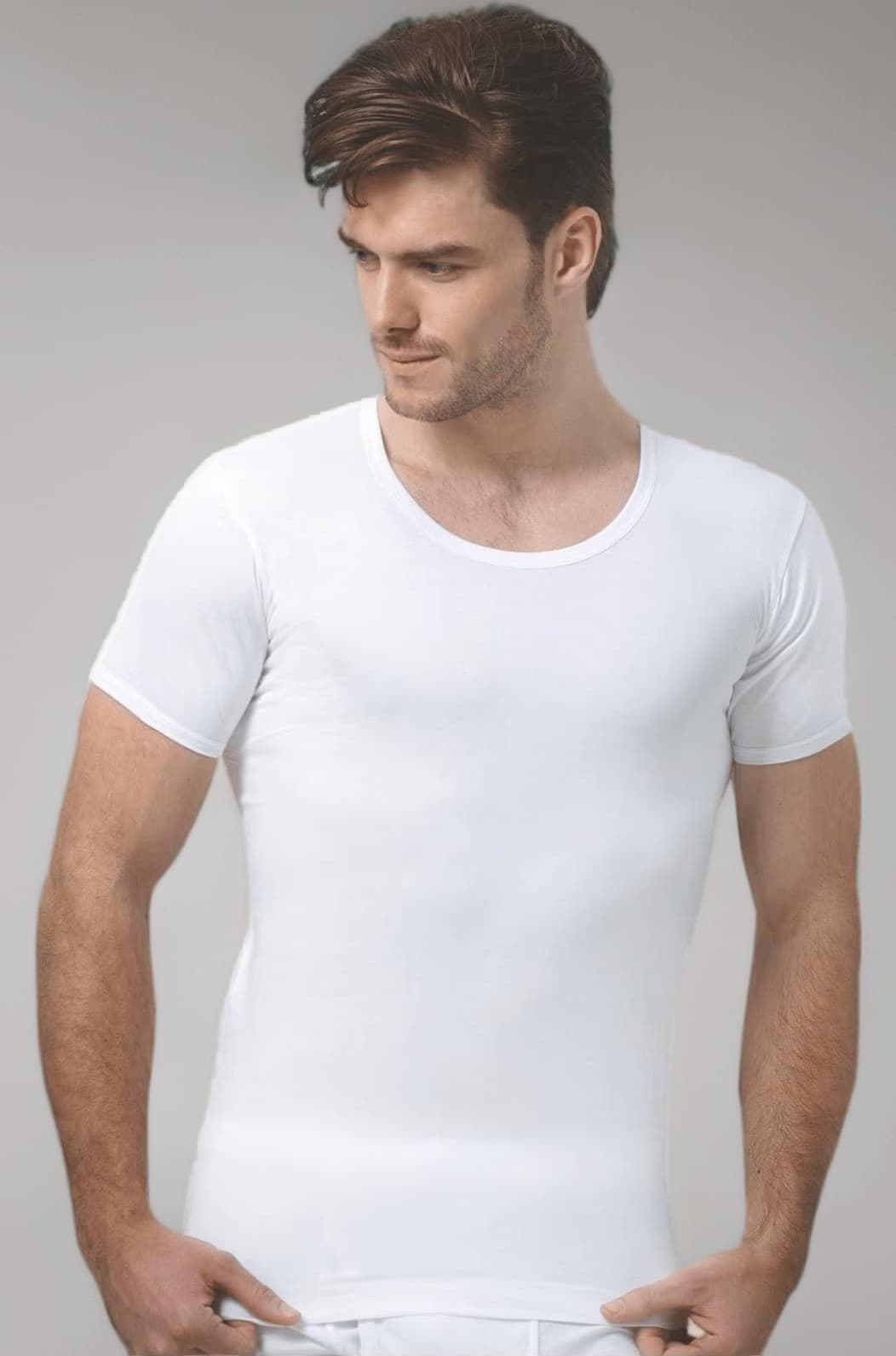 Men's Cotton Pack of 5 RNS Half Sleeve Regular Fit Vests_RNS90 White, 90 CM