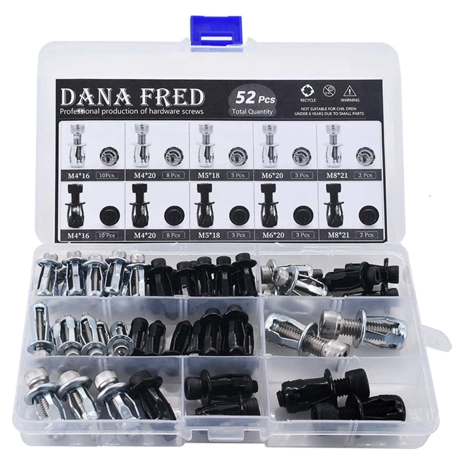 52sets M4M5M6M8 Molly Jack Nuts Expansion Screw Petal Nut Thins Fixings Petal Nuts with Hex Socket Head Cap Screws Assembly for Hollow Wall, Hollow Door Iron Skin Line,Thin Soft Wall Expansion Nuts