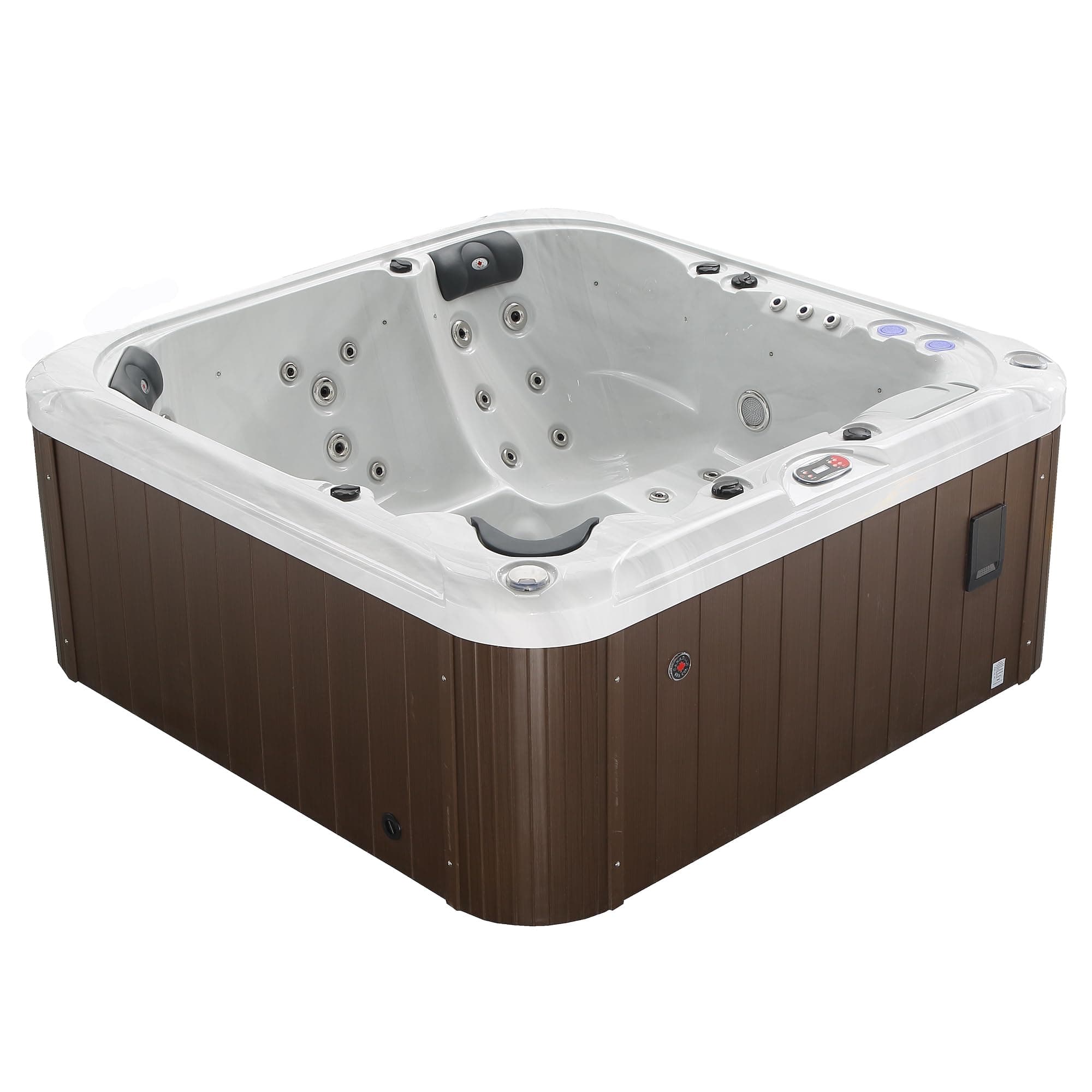 London AI Hot Tub | 6-Person 44-Jet | 213 x 213 cm Square, with Cover, LED Lighting, Heating and 44 Hydrotherapy massage Jets, Year-Round Use