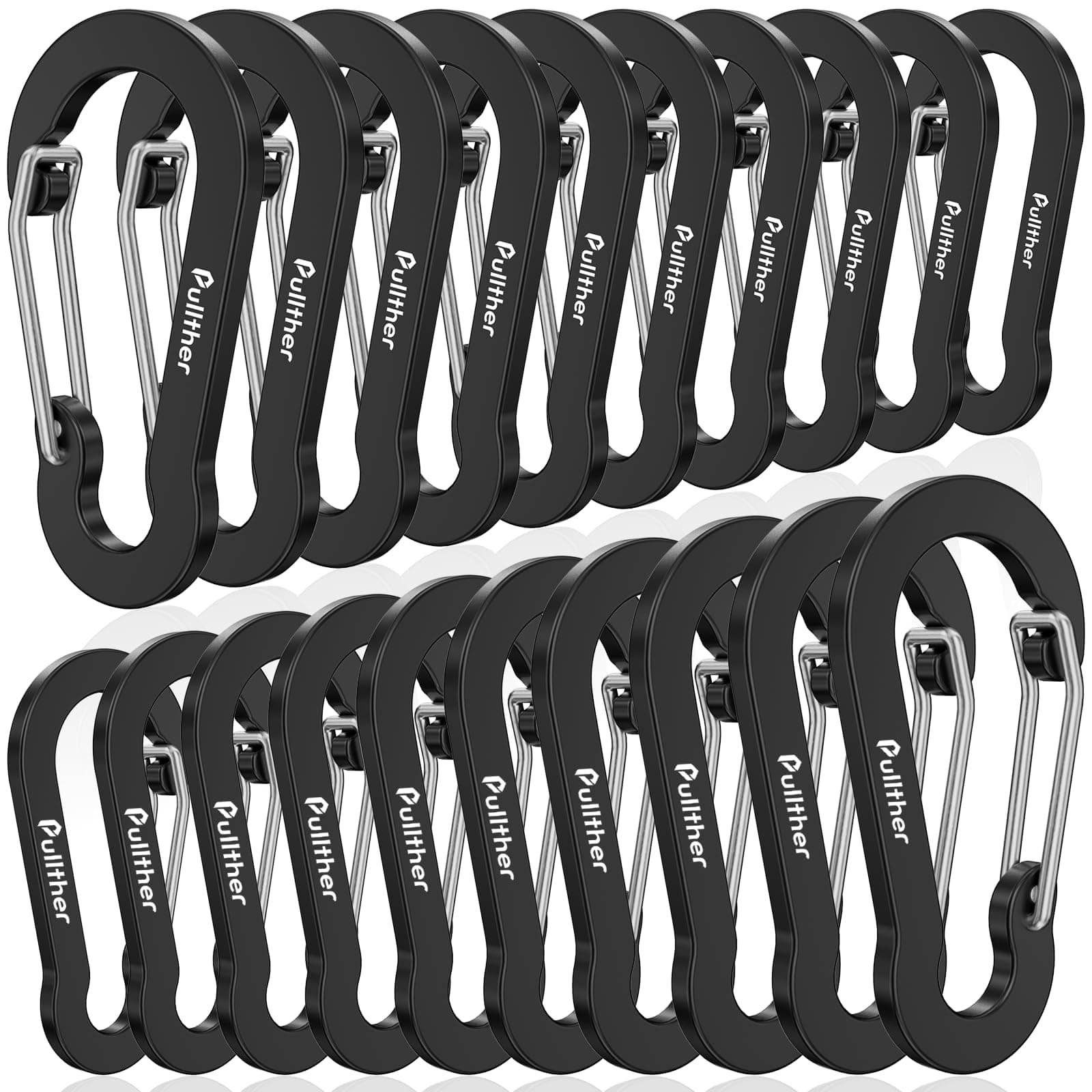 Aluminum Carabiner Clips- Set of 20,Carabiner Clip 2 inch,Corrosion-Resistant,Lightweight,Ideal for Outdoor Sports,Hiking,Camping,Fishing.