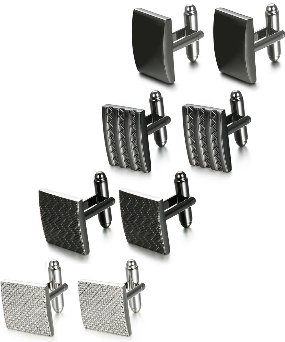 Cufflinks for Men Classic Black Cufflink Set Unique Round Square Rectangle Cuff Links for Business Shirt Formal Wedding Tuxedo Groom Suit Accessories Men Present