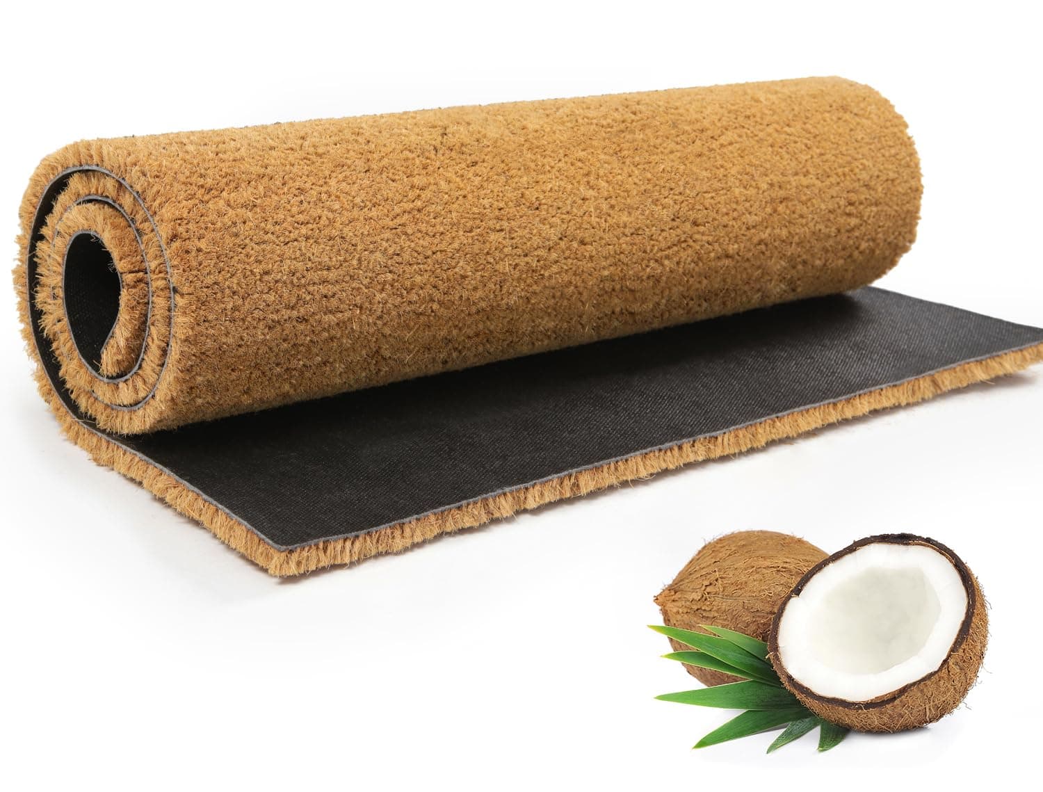 Coir Matting Natural Coir Entrance Door Mat Indoor Outdoor - Non-Slip Heavy Duty Door mat with thick Bristle & Rubber Back (Brown, 100 x 200 cm)