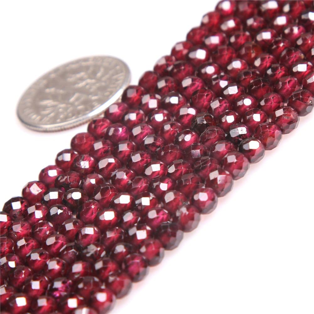 JOE FOREMAN Garnet Beads for Jewelry Making Natural Gemstone Semi Precious AAA Grade 4mm Round Faceted 15"