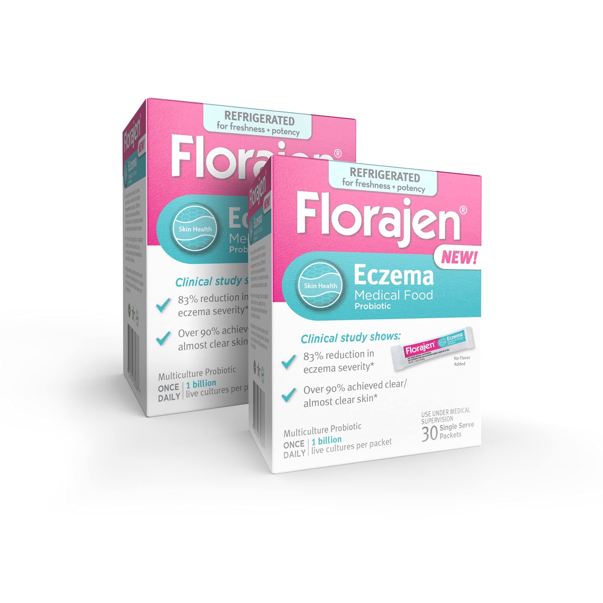 Florajen Eczema Refrigerated Probiotics, Supports Immune Balance and Regulates Gut Health, 60 Total (2 Packs of 30)