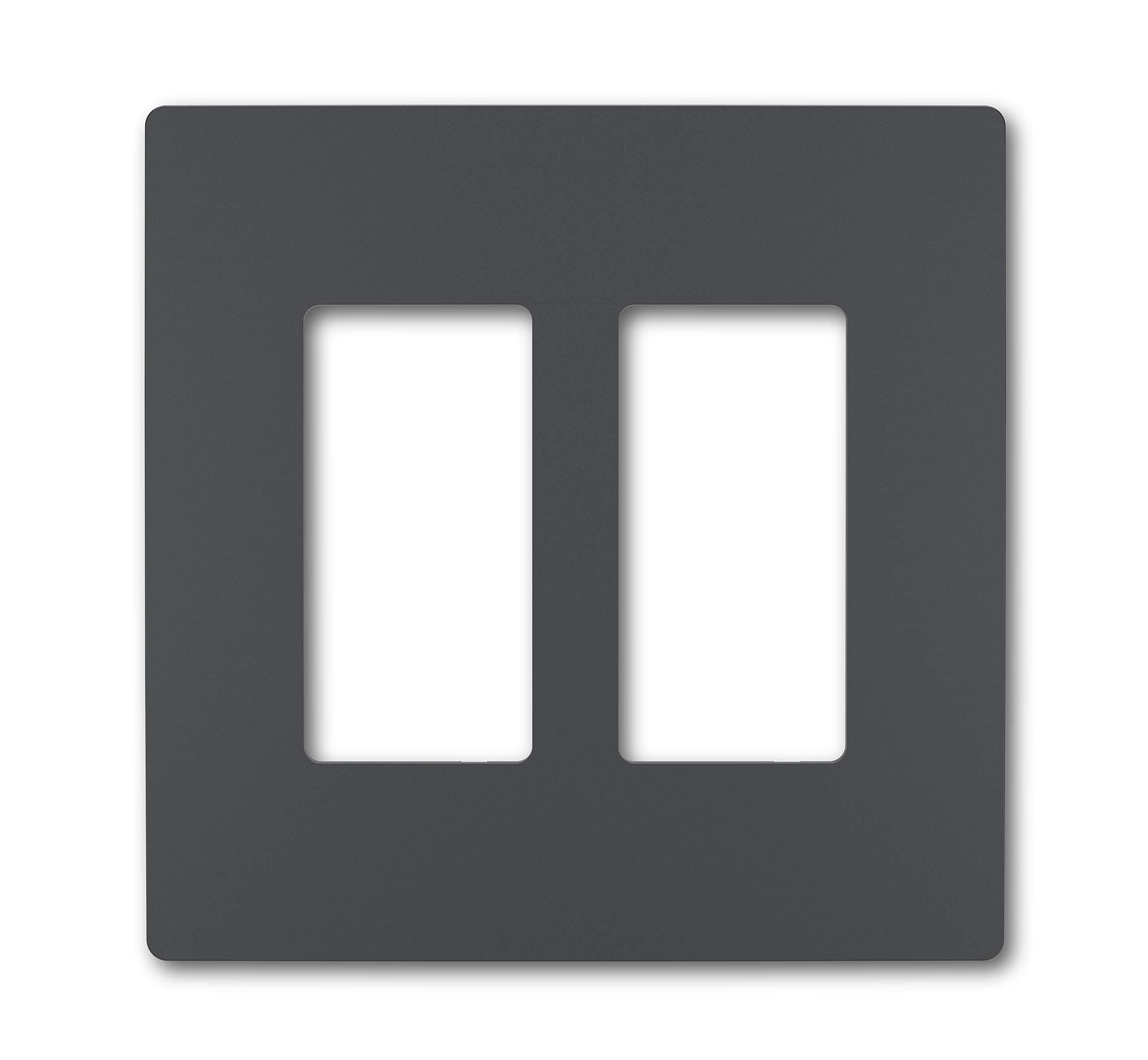 Legrand radiant Screwless Wall Plates for Decorator Rocker Outlets, 2-Gang, Graphite, RWP262GCC6