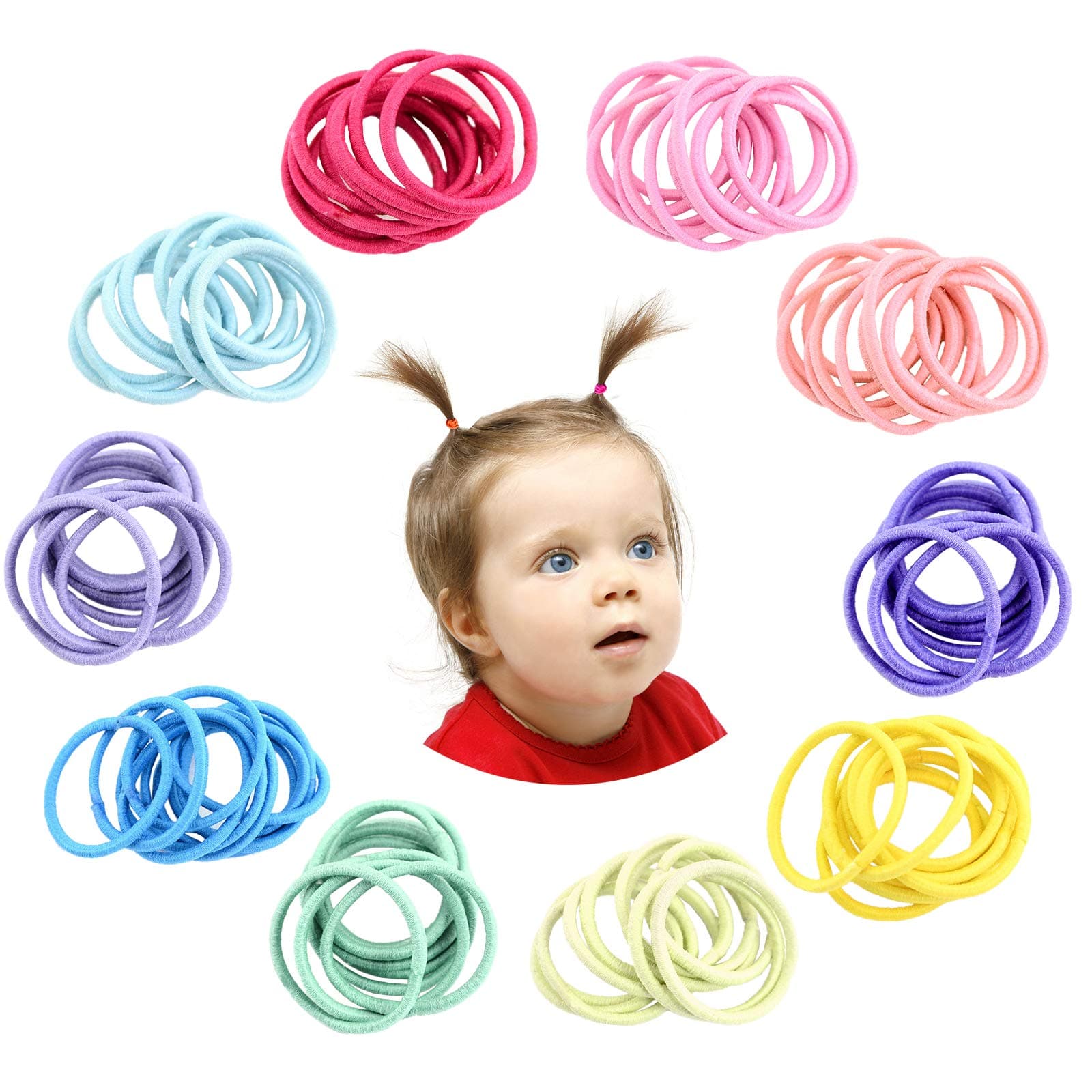 200 Pieces Hair Ties,Elastic Hairbands Ponytail Holders Hair Tie, Multicolor 2mm Hair Bands No Crease Hair Elastics Small Ponytail Holders Hair Accessories for Kids Girls Infants Toddlers
