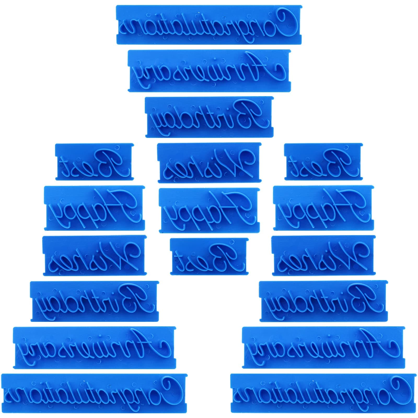 18 Pcs Cookie Fondant Stamp Cutter Stamper Blessing Letters Mold Happy Birthday Best Wishes Congratulations Anniversary Letters Cutter Mold Icing Sugarcraft Cake Decorating Tools