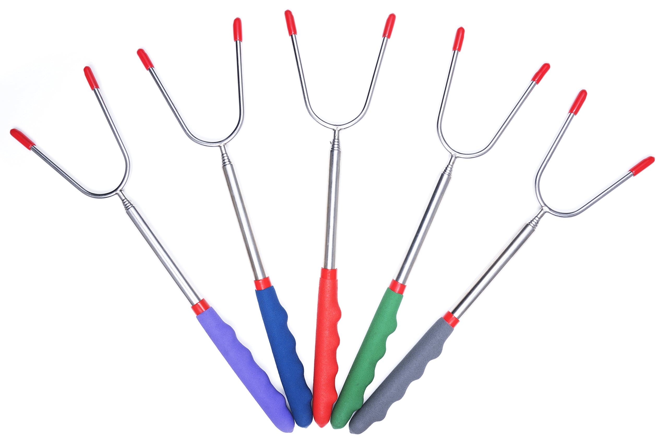 Block House Marshmallow Roasting Sticks - large stainless steel telescoping forks, adjustable and extendable for kids! Roast hot dogs & smores over a campfire! Heavy duty roasting skewer set with bag!