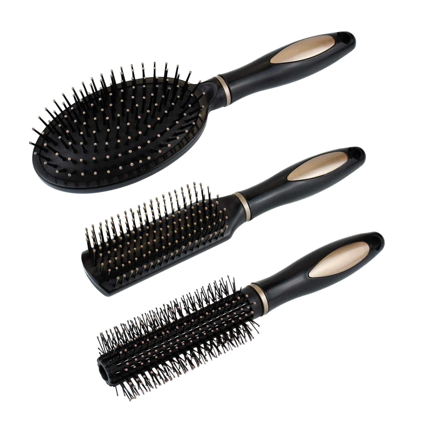 3 Pack of Anti-Static Massage Oval Comb Round Hair Brush Vent Hair Brush Detangling Brush Paddle Brush for Women Men Kid All Wet or Dry Hair's Detangle, Massage, Add Shine
