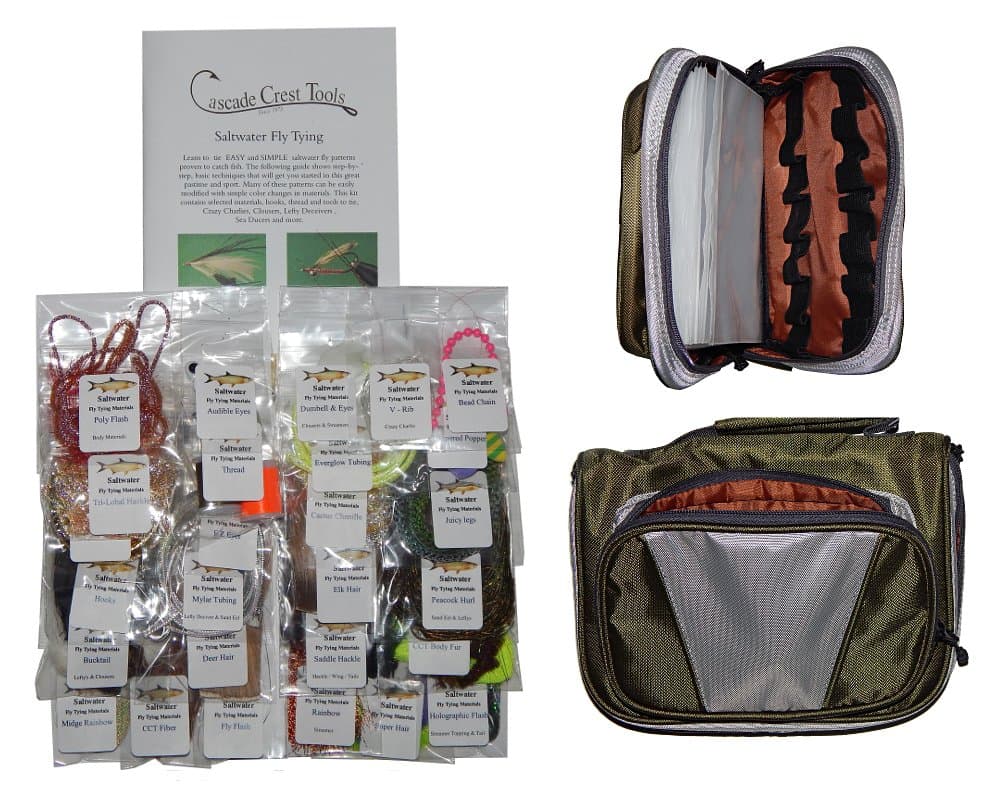 Cascade Saltwater Fly Tying Material Kit with Essentials Tying Materials Bag