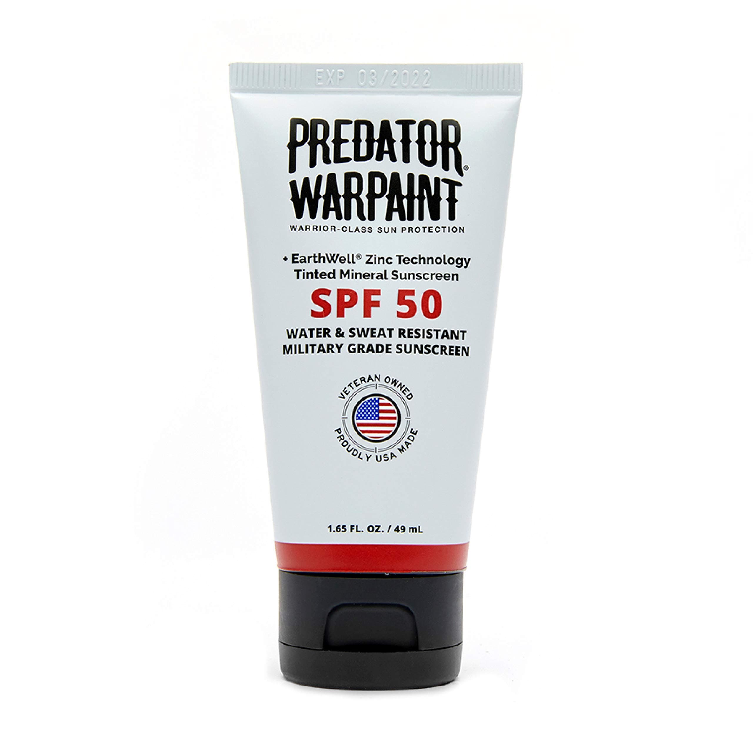 Predator Warpaint Tinted Mineral Sunscreen 1.65oz | Zinc Oxide, Reef Safe, Water Resistant, Broad Spectrum, Daily Use, Safe for Sensitive Skin