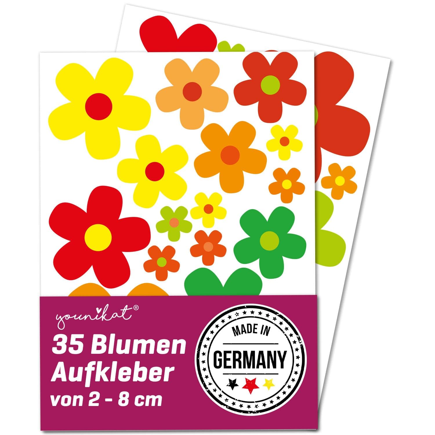 easydruck24de Sticker Set Flowers Colourful I Flower-Power Sticker for Scooter Bicycle Notebook Laptop Mobile Phone Car Sticker I Weatherproof I kfz_243