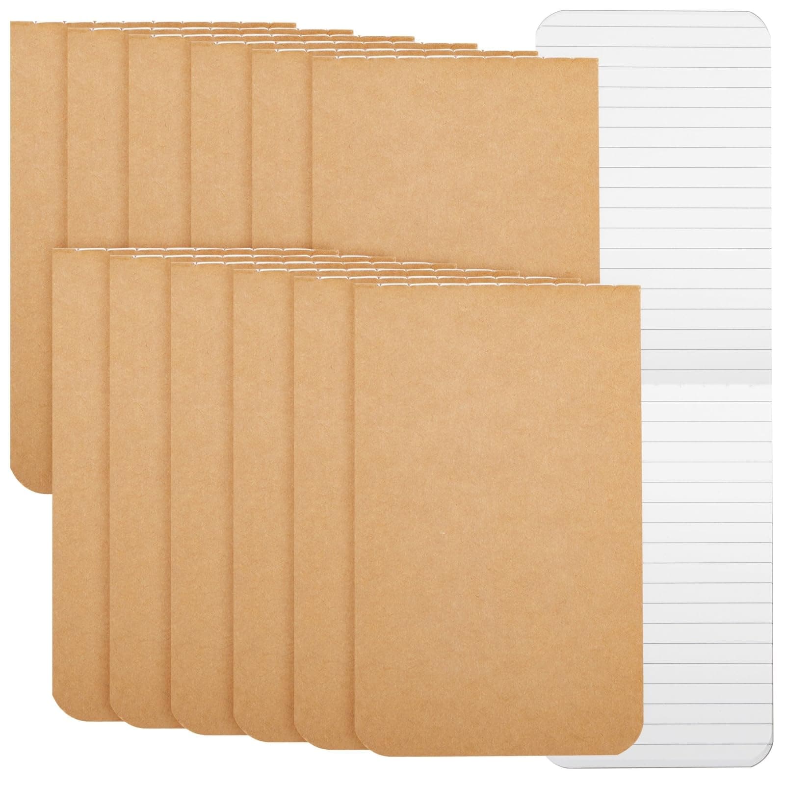 Paper Junkie Pocket Notebook - 12-Pack, 2.7 x 4.5 In, Brown Kraft Cover - Composition Book for School & Office - Travel Journal with Top-Sewn Flat-Lay Binding