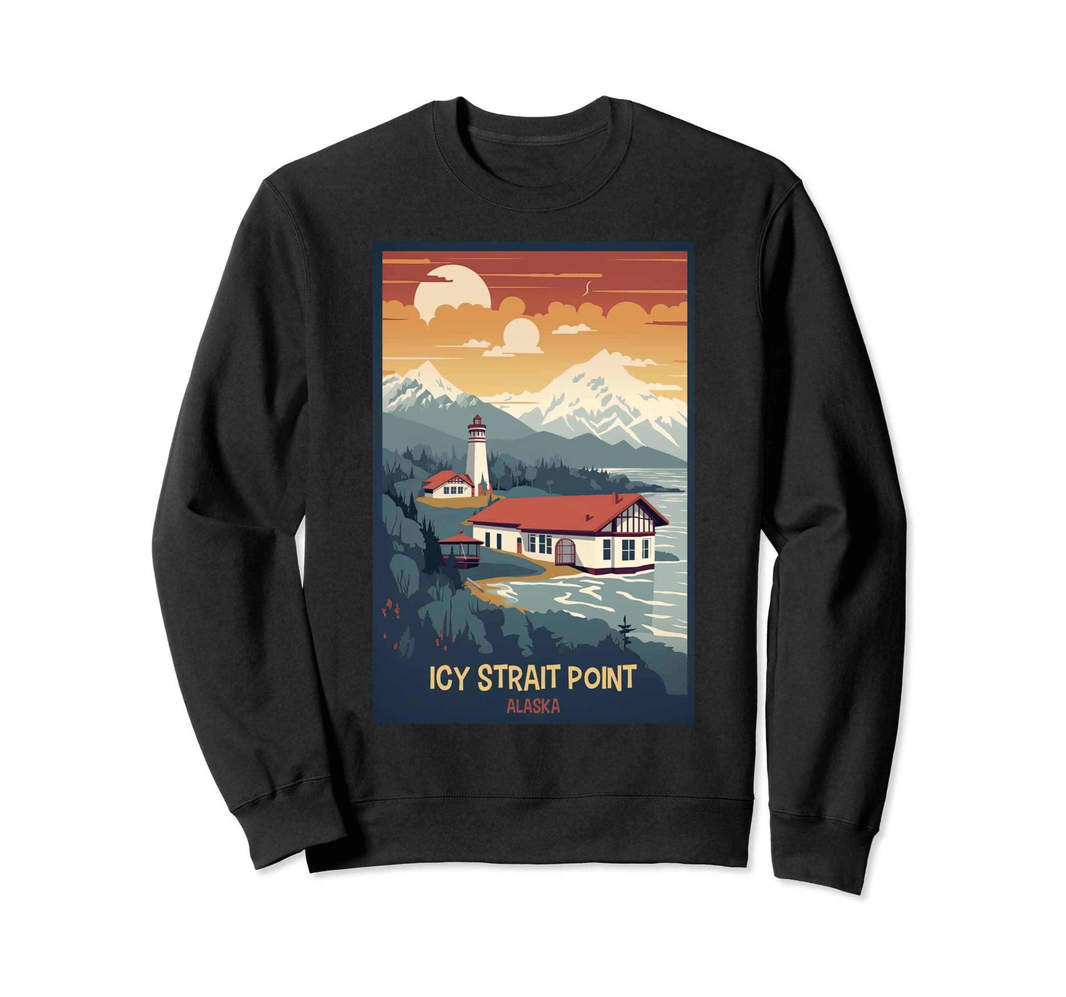 Icy Strait Point, Alaska Retro Travel Poster Graphic Sweatshirt