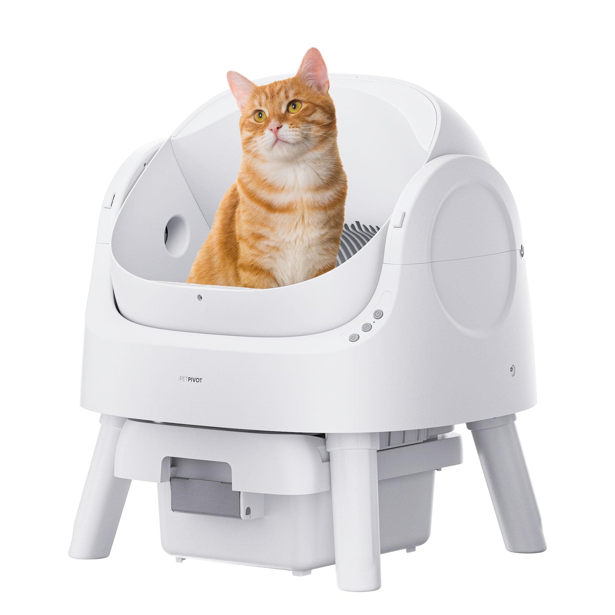 Automatic Cat Litter Box, Open Top Litter Box for Multiple Cats, Self Cleaning Litter Box with Liners and Mat Included (Updated Sensors + Local Support)