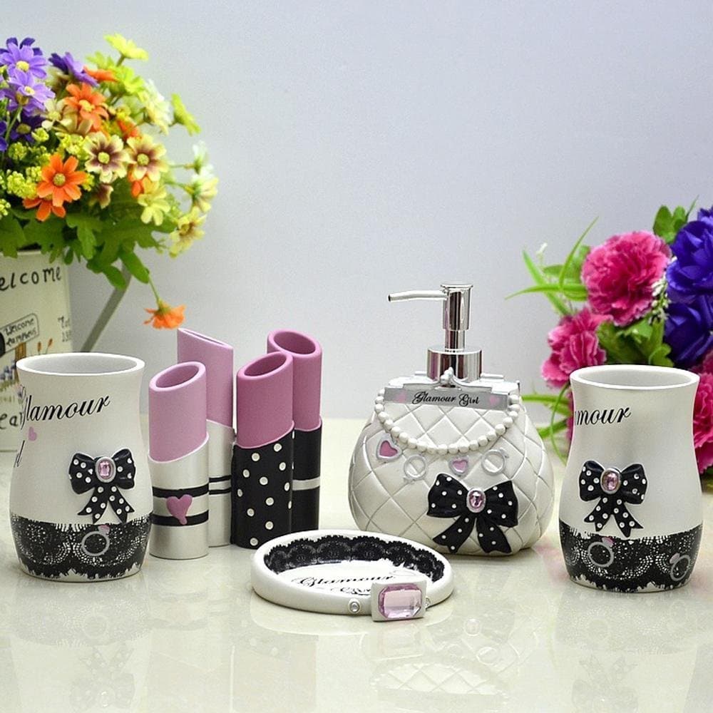 Bathroom ideas style modern glamour girl set resin with five piece of cover-YU&XIN