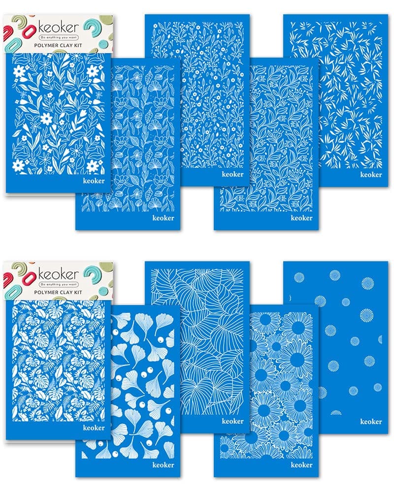 KEOKER Floral Silk Screen Stencils for Polymer Clay, 10 PCS Silk Screen for Jewelry Clay Earrings Decoration, Each 5.5" X 3.5" (10PC)