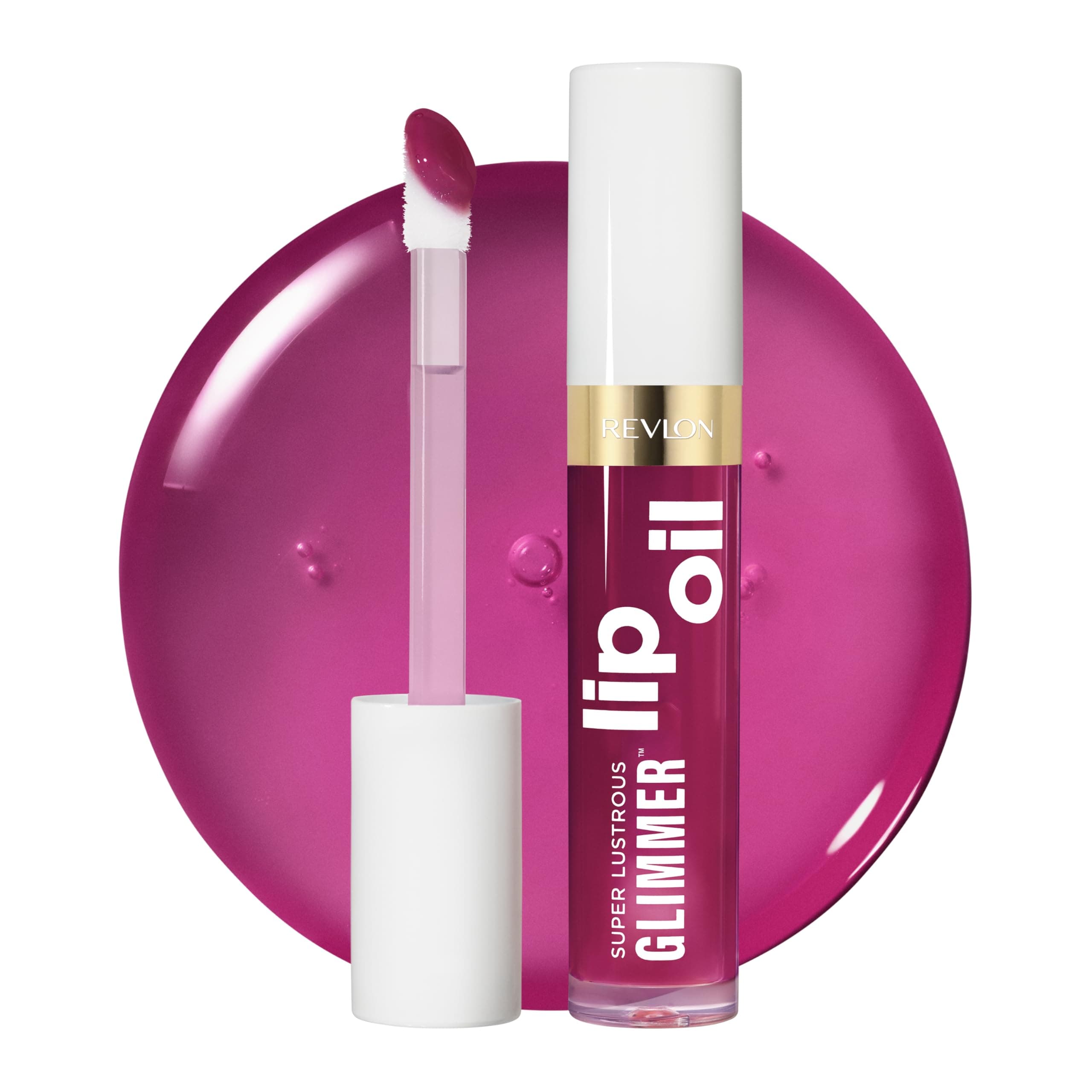 Super Lustrous Glimmer Lip Oil, Moisturizing & Tinted, Shiny Finish, Made with Plant-Based Squalane, 006 Plum Pop, 0.13 fl oz