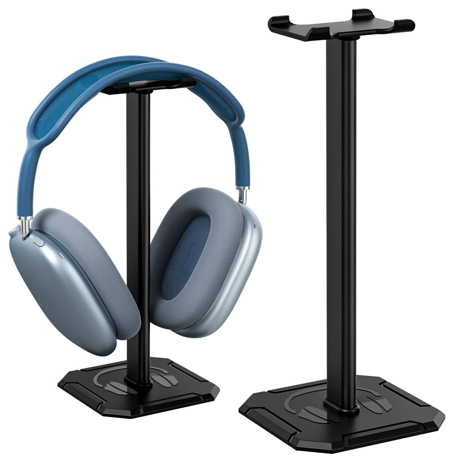 Headphone Stand for Desk, Standing Computer Headset Holder,Aluminum Tube Connection and Easy to Assemble ,Suitable for All Over-Ear Headphone (Black, 2-Pack)